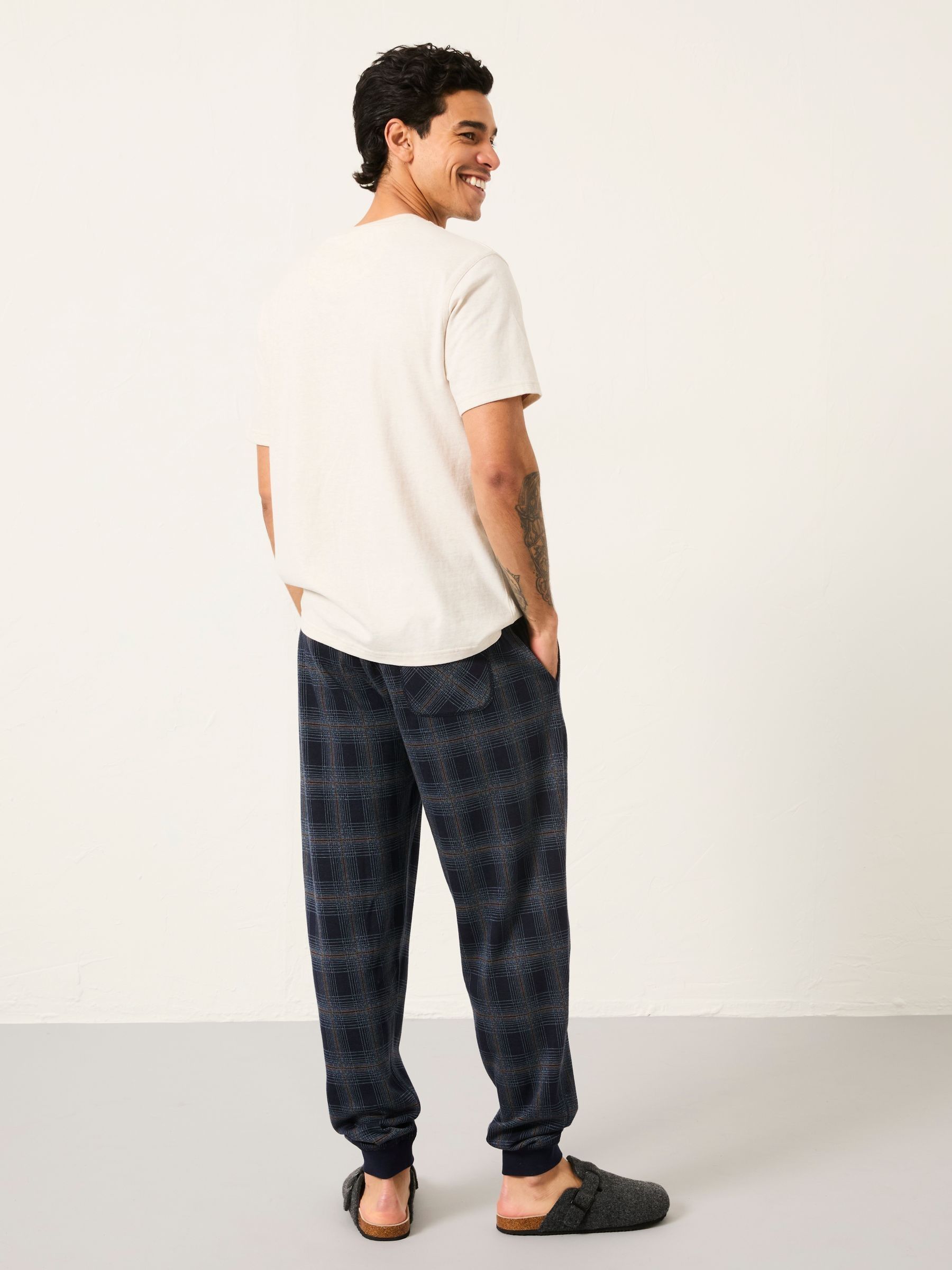 Kemble Navy Check Cuffed Pyjama Bottoms - Image 2 of 5