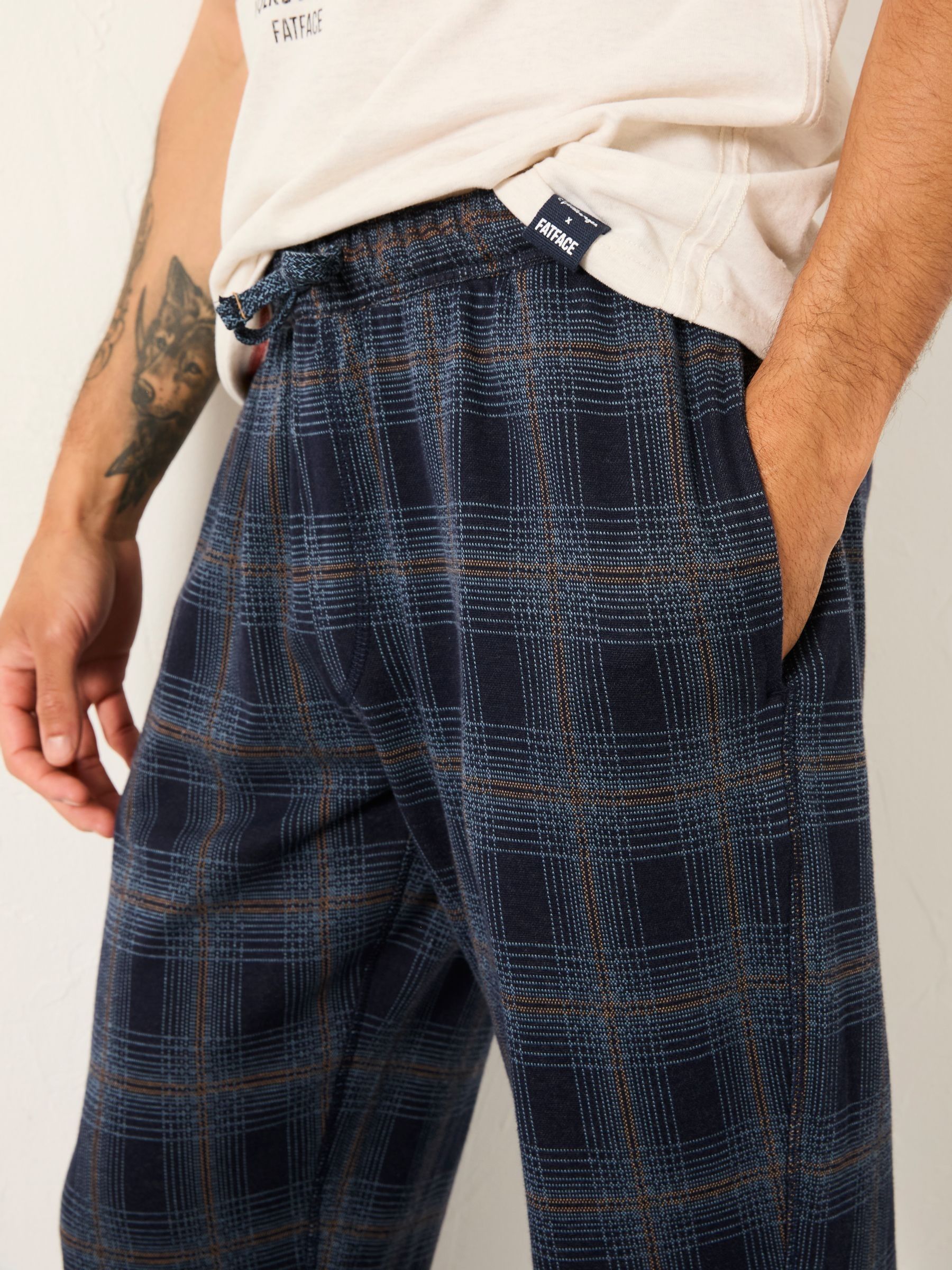 Kemble Navy Check Cuffed Pyjama Bottoms - Image 3 of 5