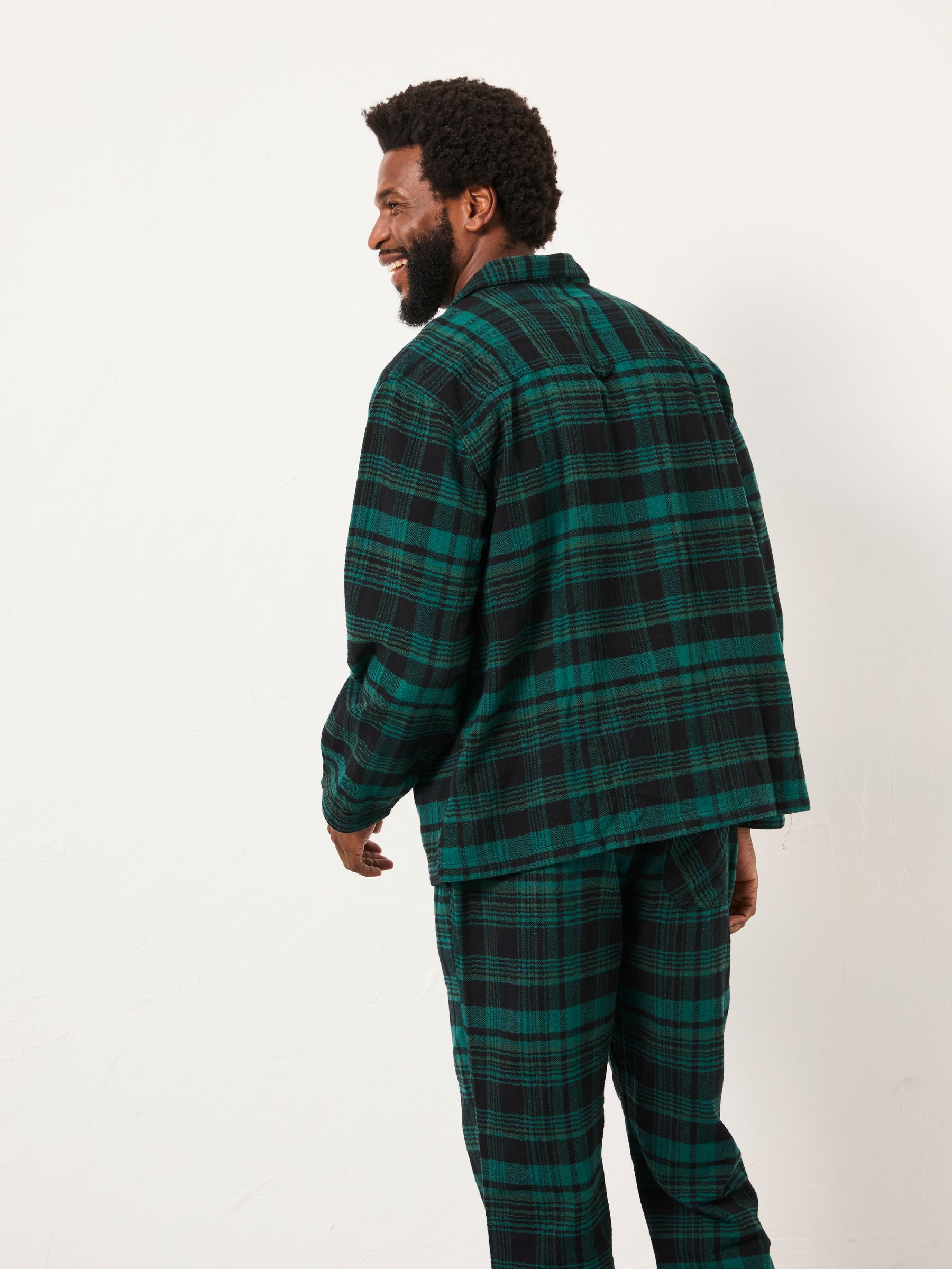 Samphrey Dark Green Check Pyjama Shirt - Image 2 of 6
