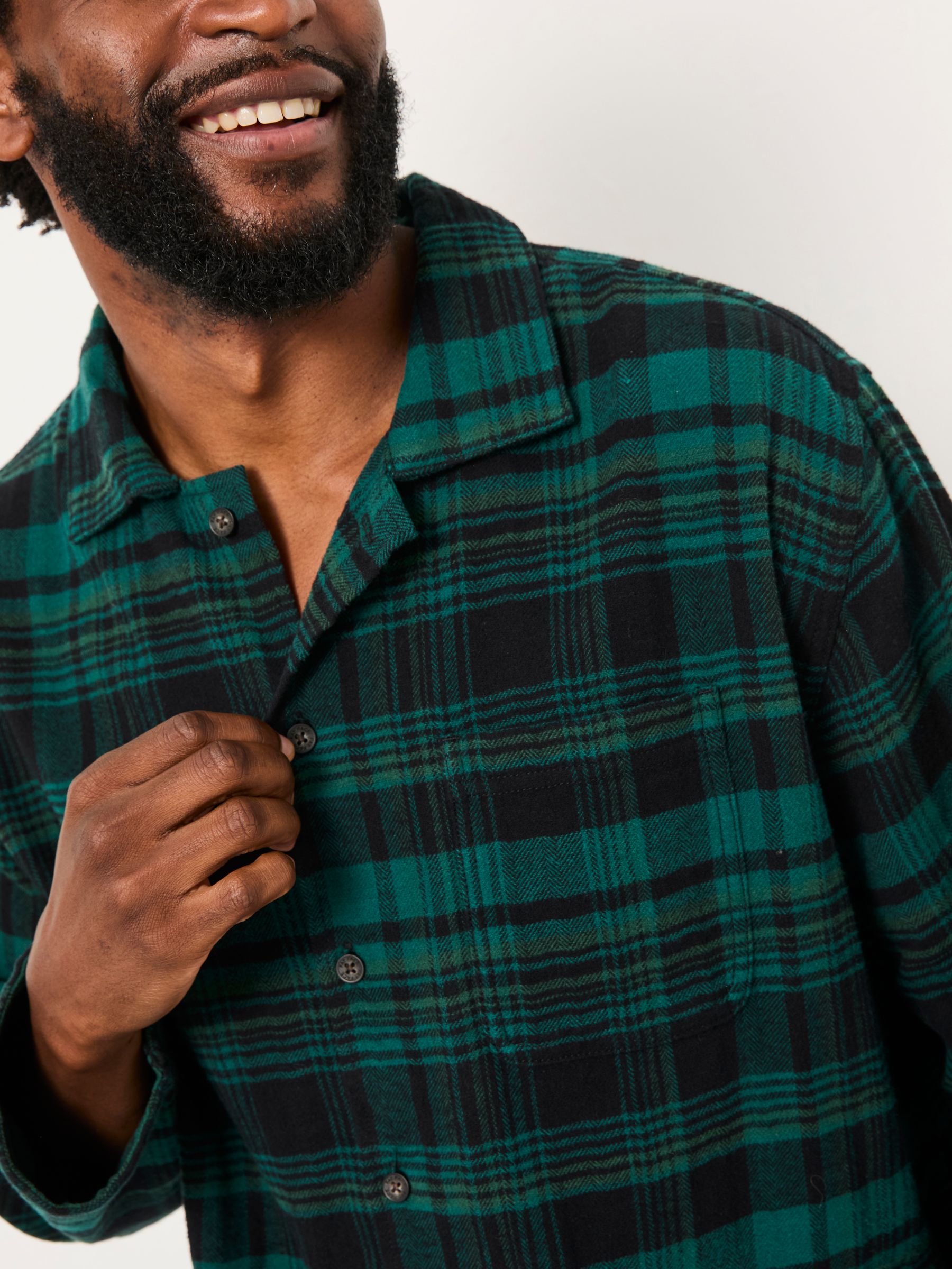 Samphrey Dark Green Check Pyjama Shirt - Image 4 of 6