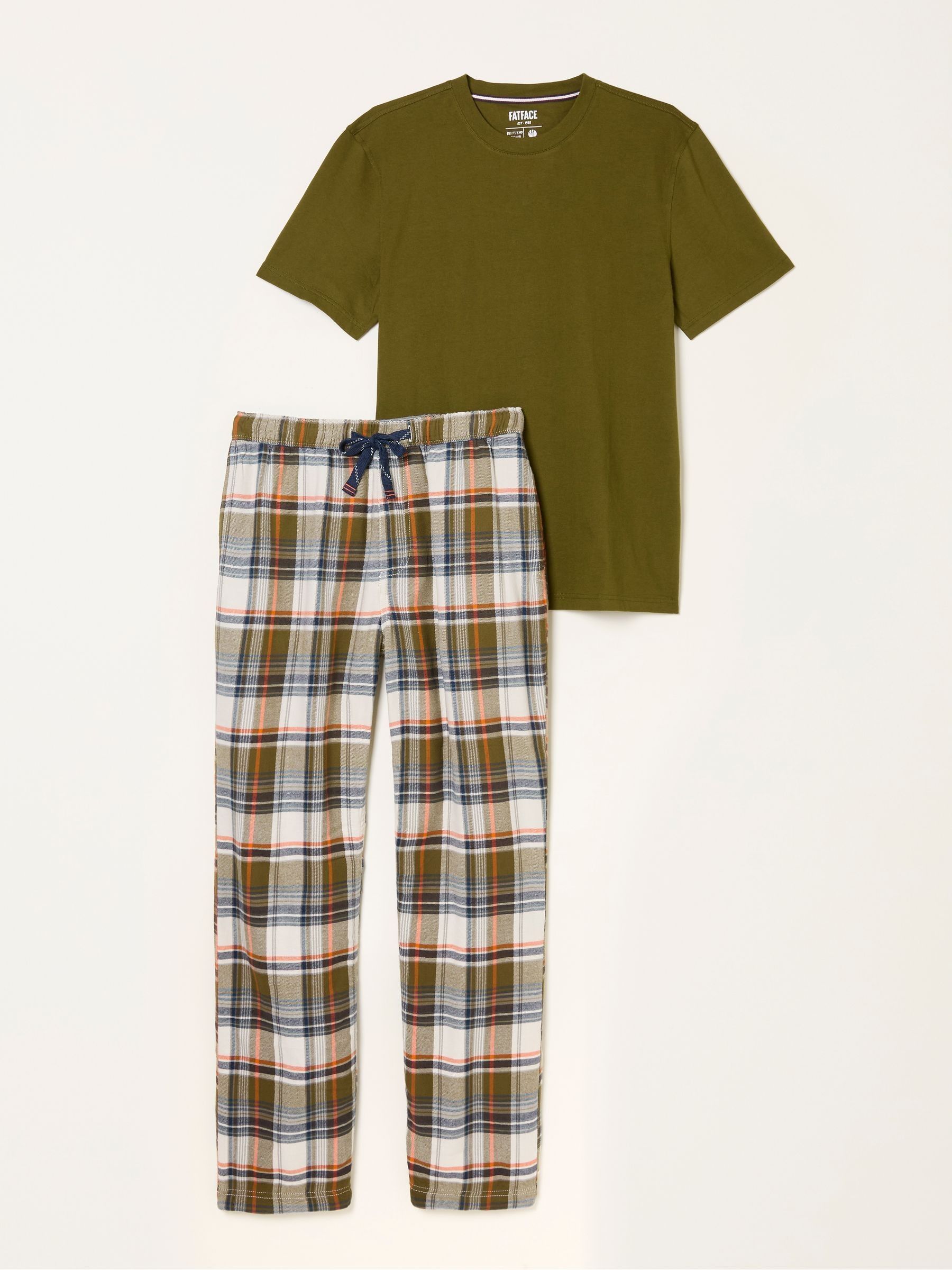 Beale Khaki Green Check Pyjama Set - Image 6 of 7