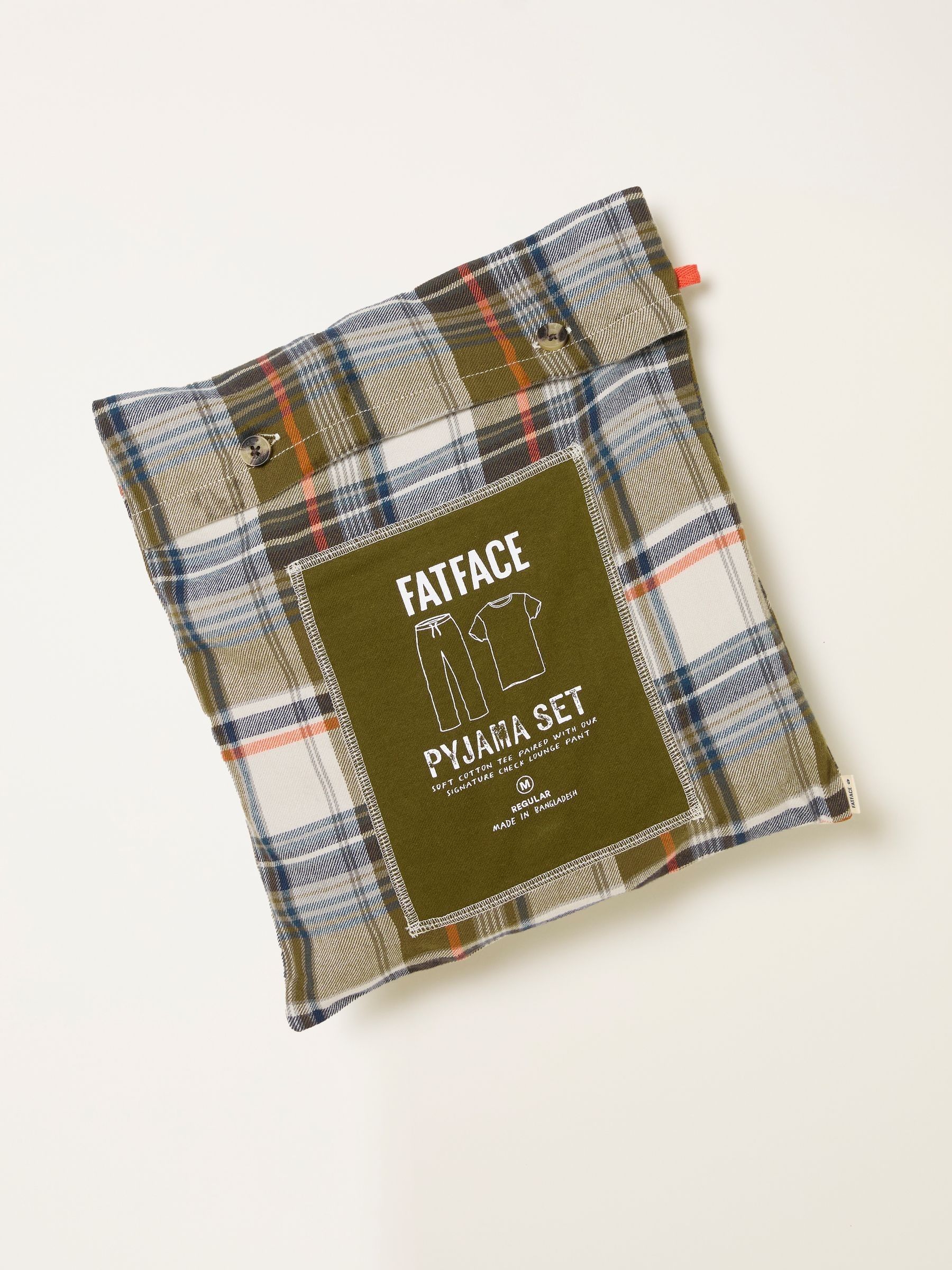 Beale Khaki Green Check Pyjama Set - Image 7 of 7