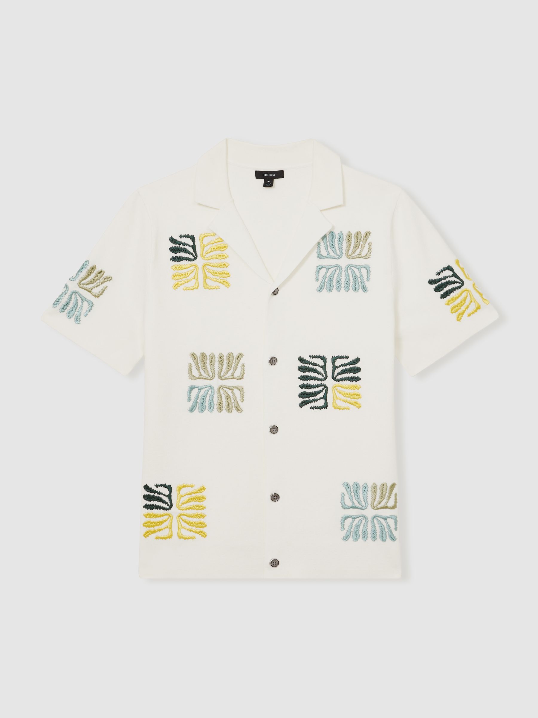 Reef-Embroidery Cuban-Collar Shirt in Optic White - Image 2 of 6