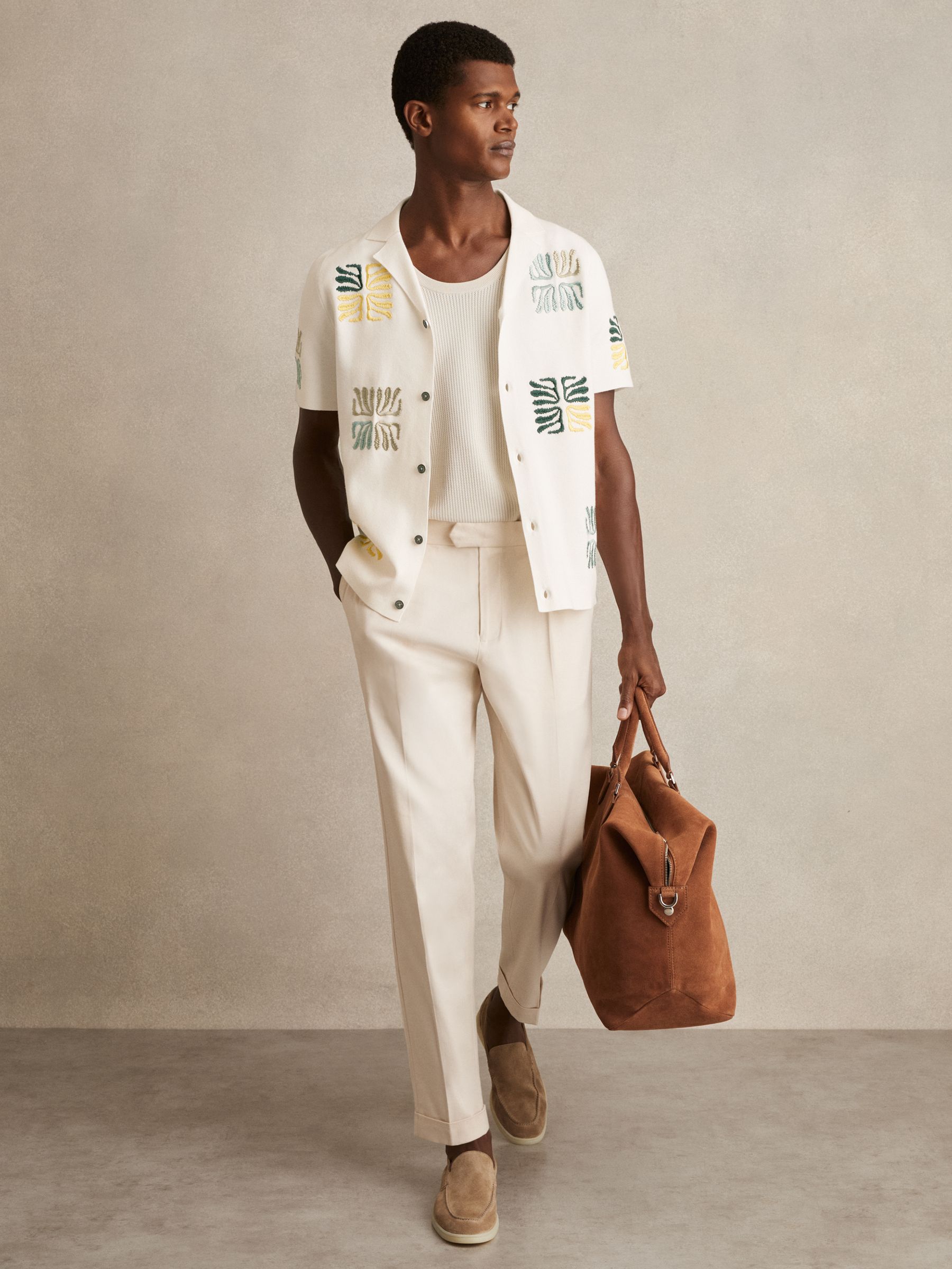 Reef-Embroidery Cuban-Collar Shirt in Optic White - Image 3 of 6