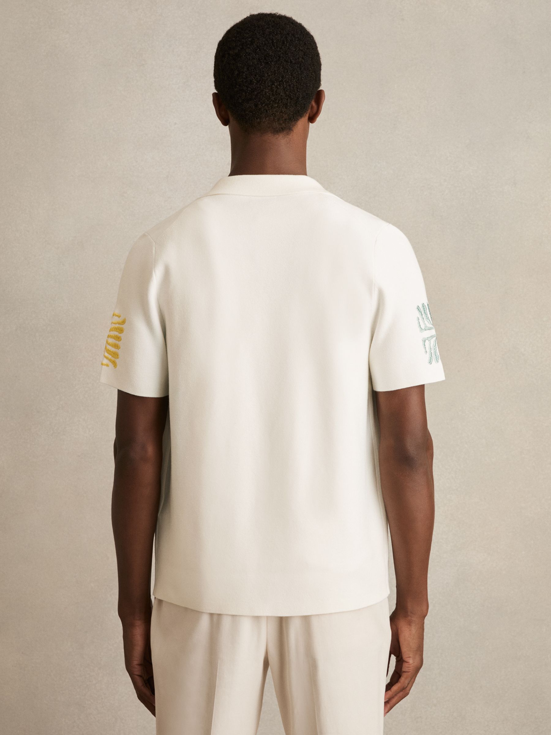Reef-Embroidery Cuban-Collar Shirt in Optic White - Image 5 of 6