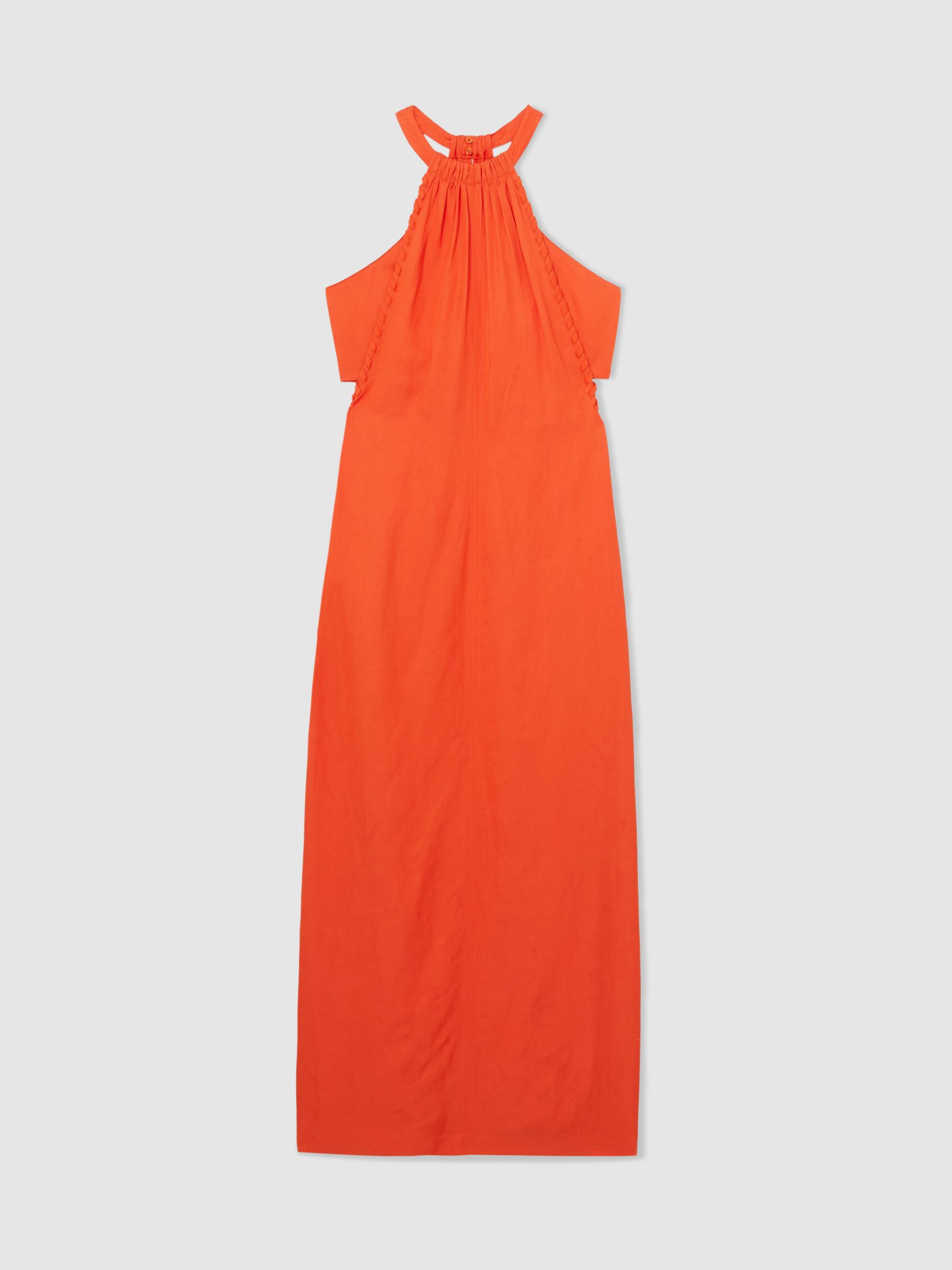 Petite Whipstitch Halterneck Midi Dress in Red - Image 2 of 7