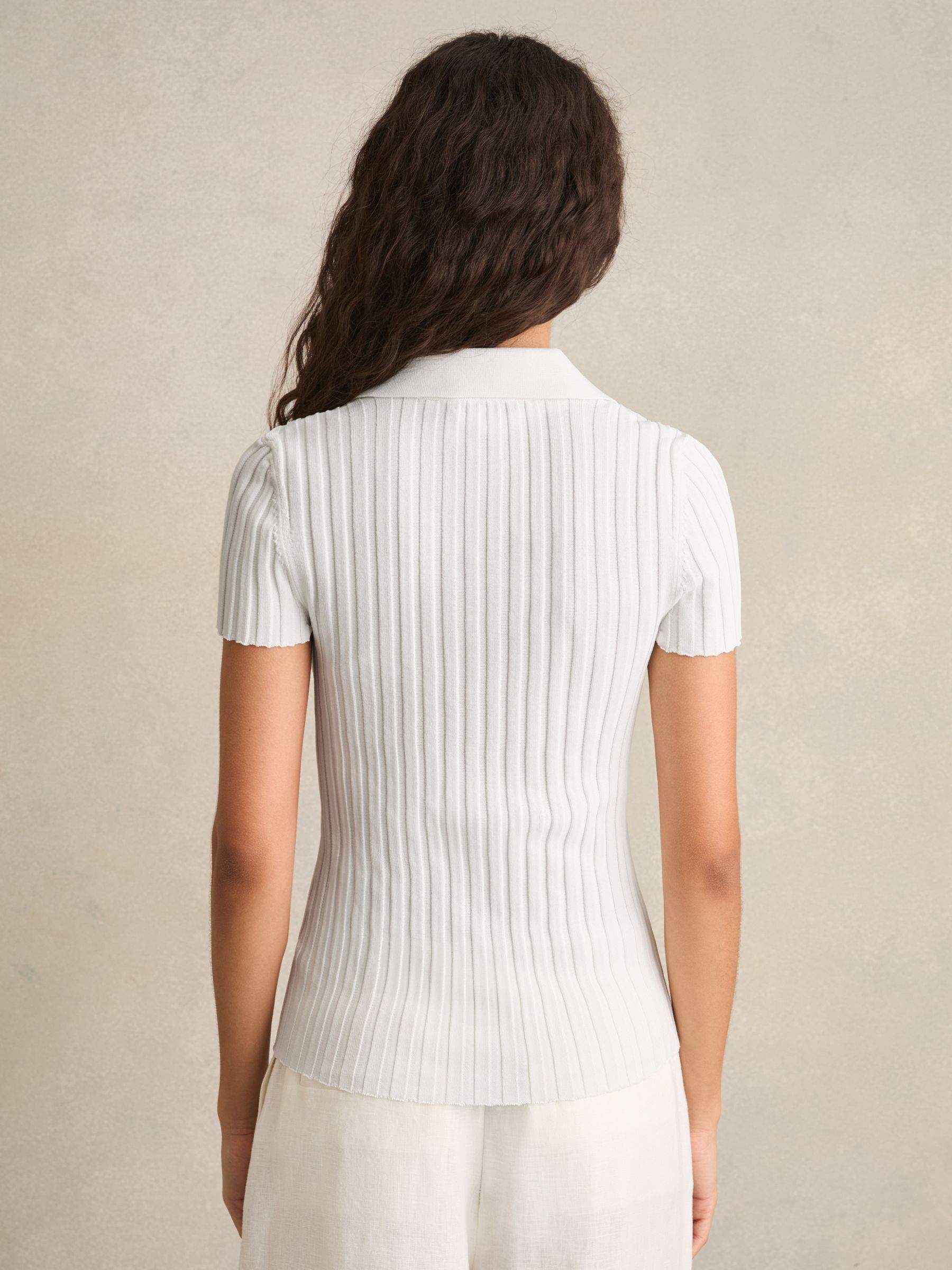 Lace Up Rib Knit Top in Ivory - Image 4 of 6