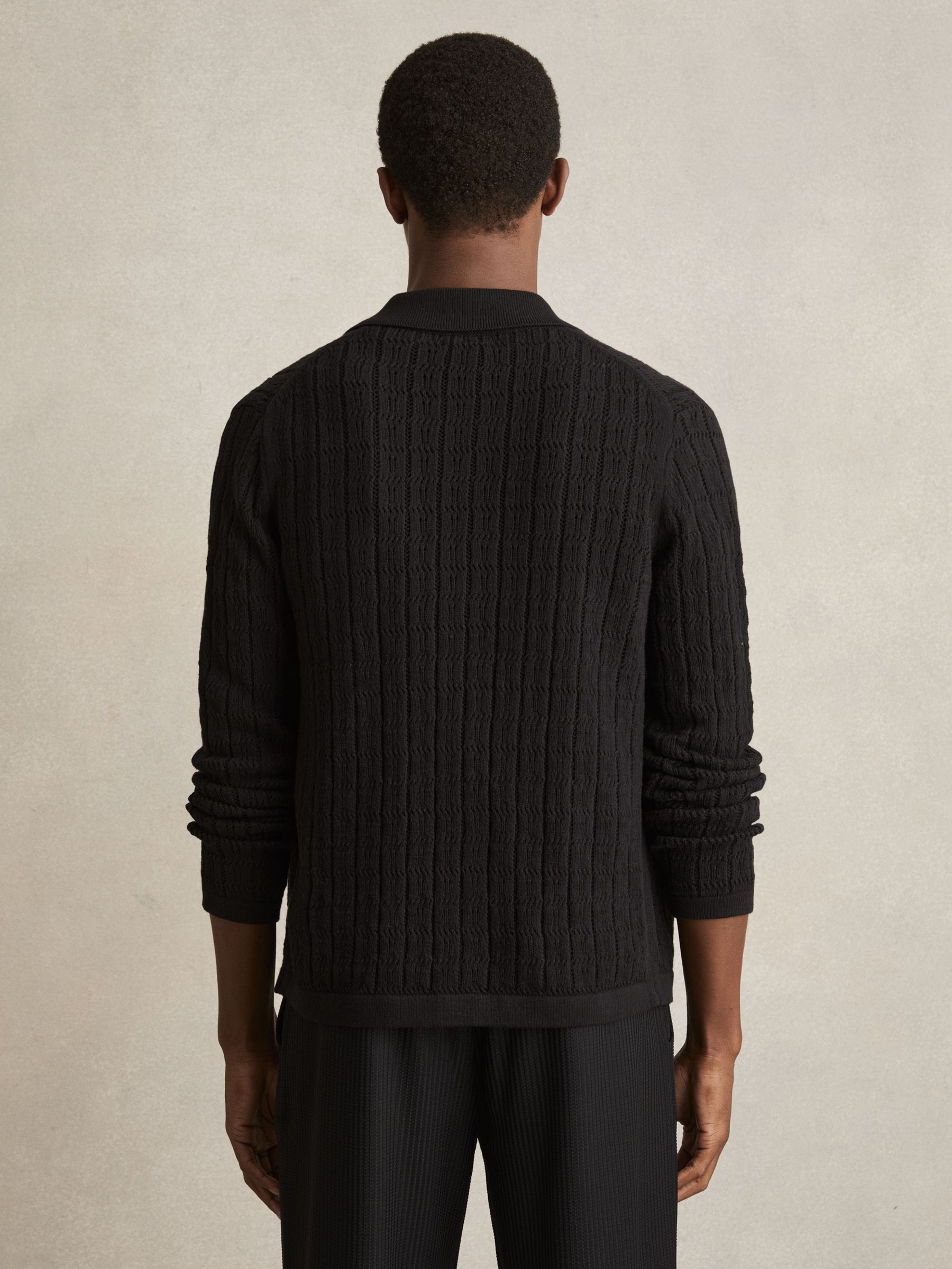 Cotton-Blend Textured Knit Shirt in Black - Image 6 of 7