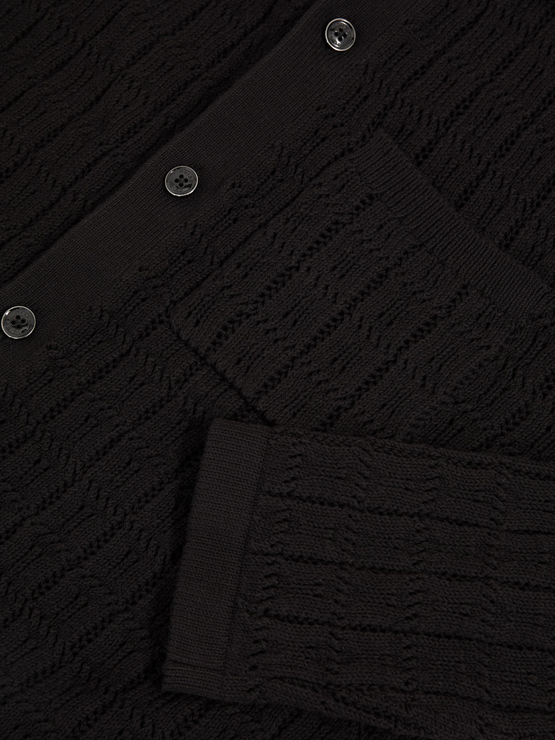 Cotton-Blend Textured Knit Shirt in Black - Image 7 of 7