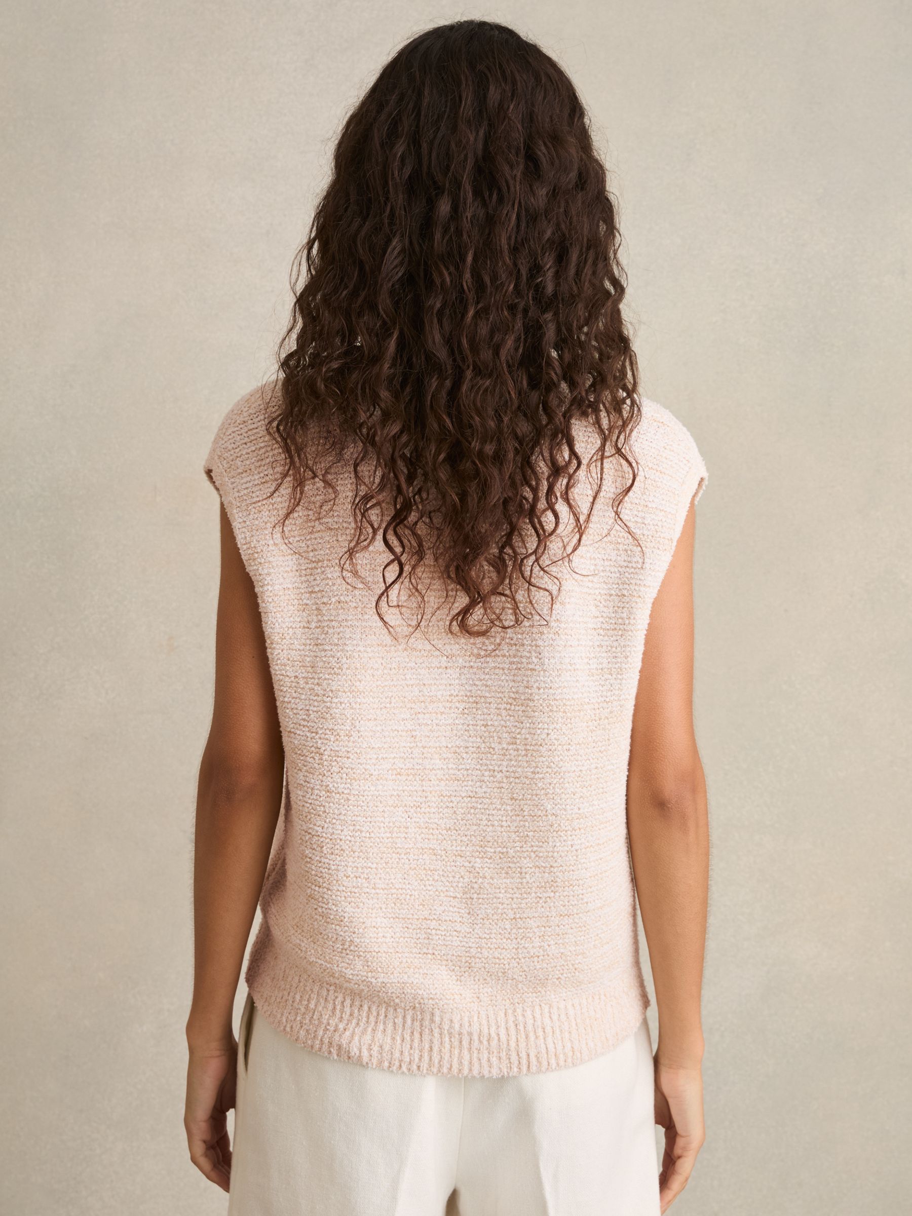 Cotton-Linen Button-Through Knit Top in Ivory - image 5