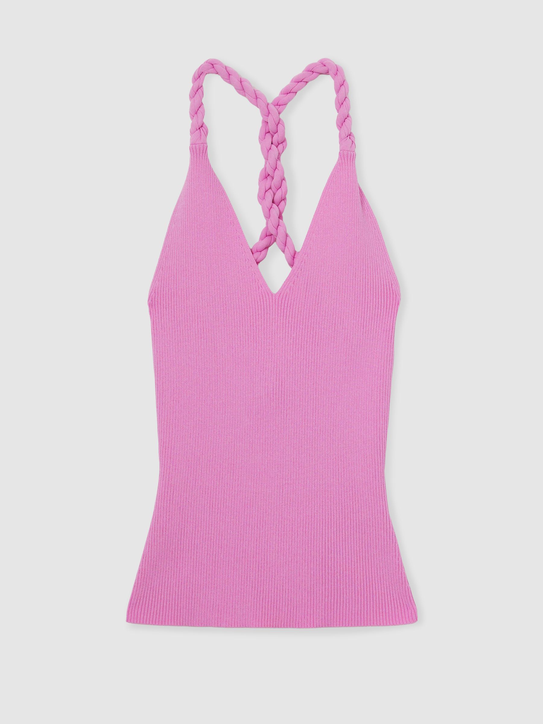 Twist-Strap Rib-Knit Vest in Pink - Image 2 of 4