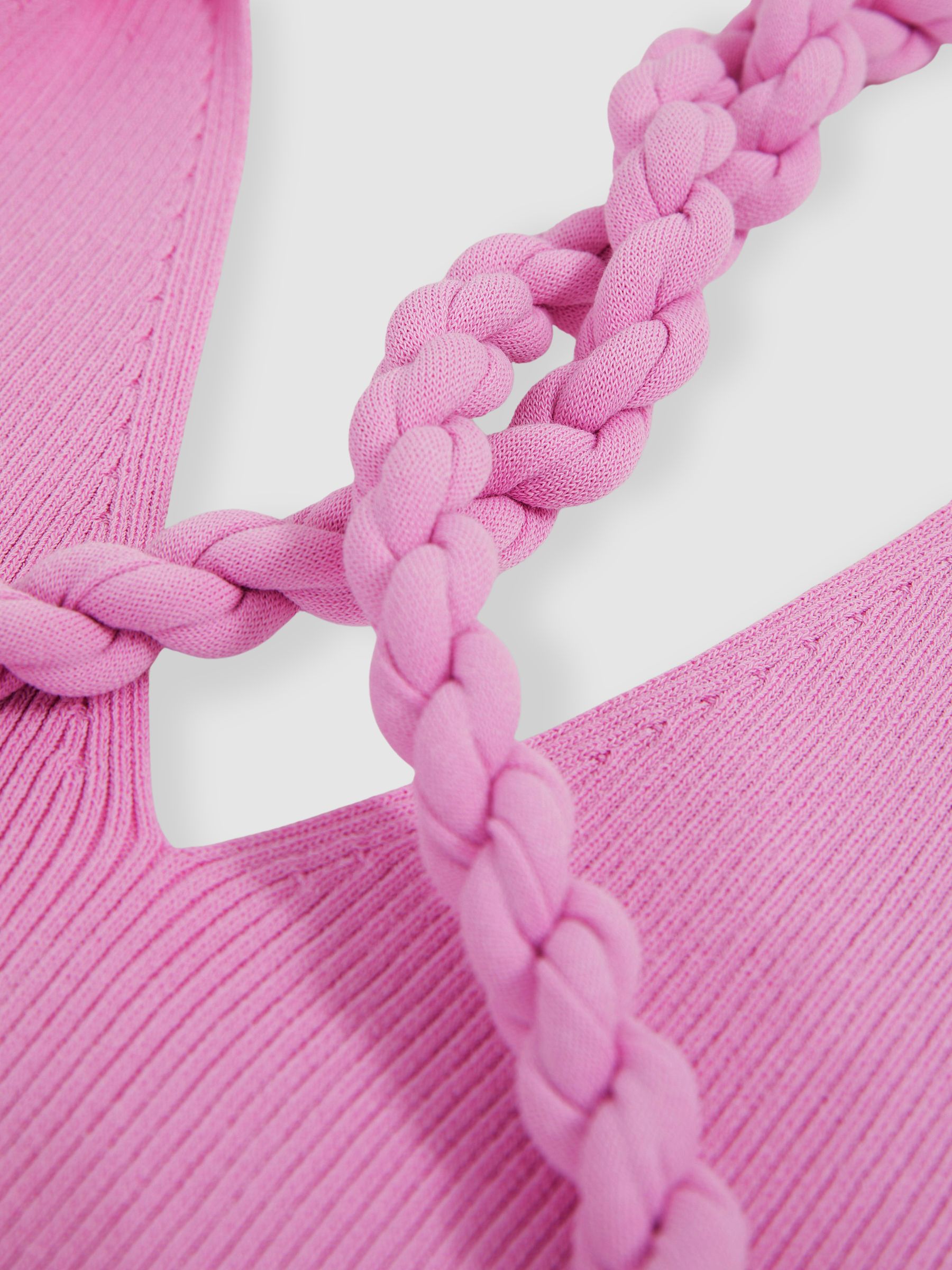 Twist-Strap Rib-Knit Vest in Pink - Image 4 of 4
