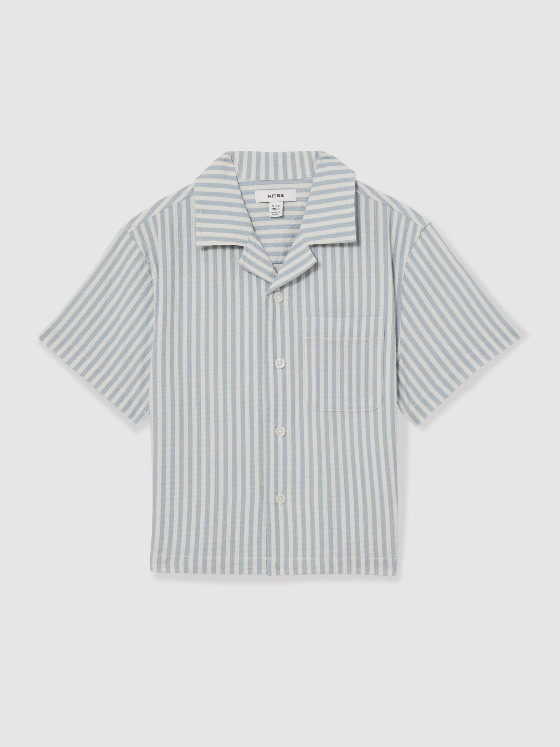 Seersucker Striped Shirt in Soft Blue/White - Image 1 of 4