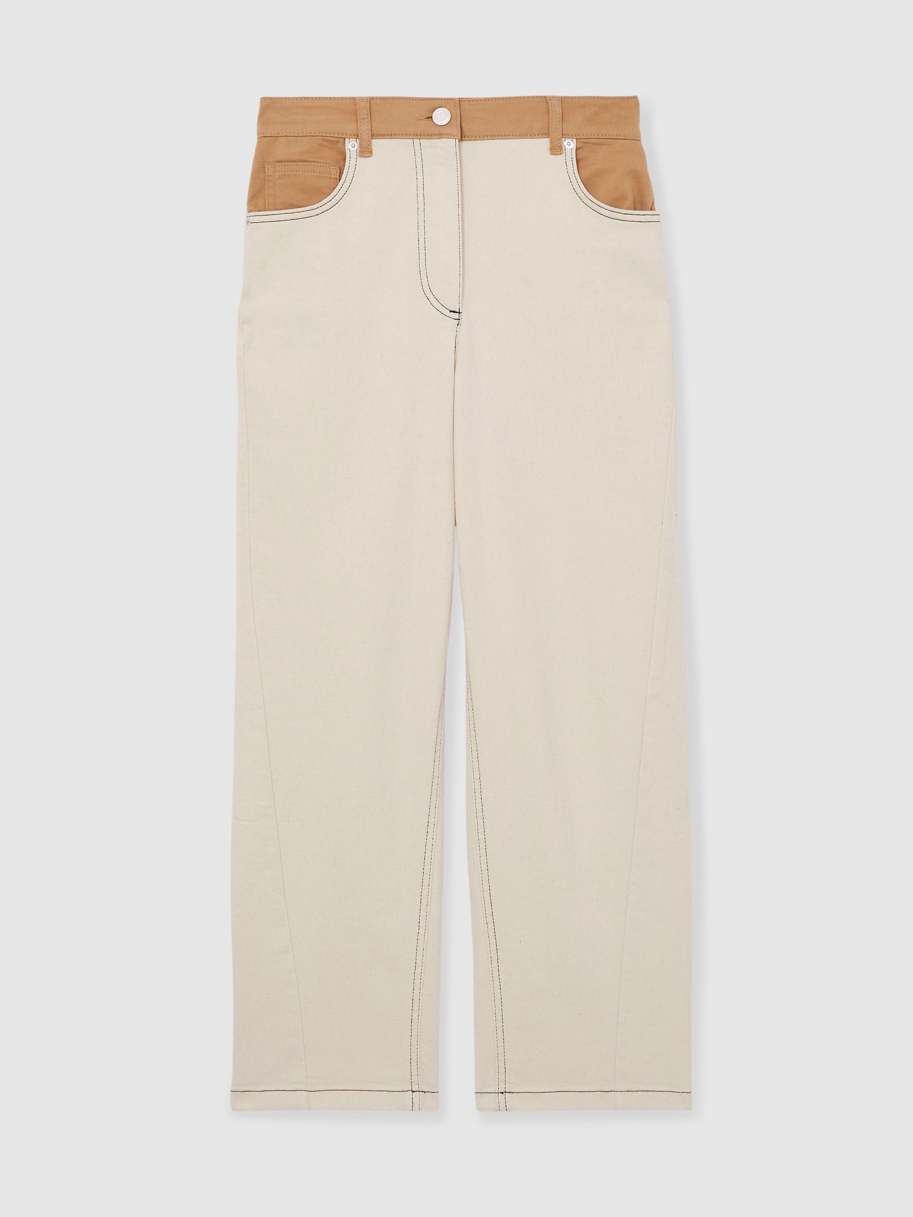 Colour-Block Straight-Leg Jeans in Ecru - Image 2 of 6