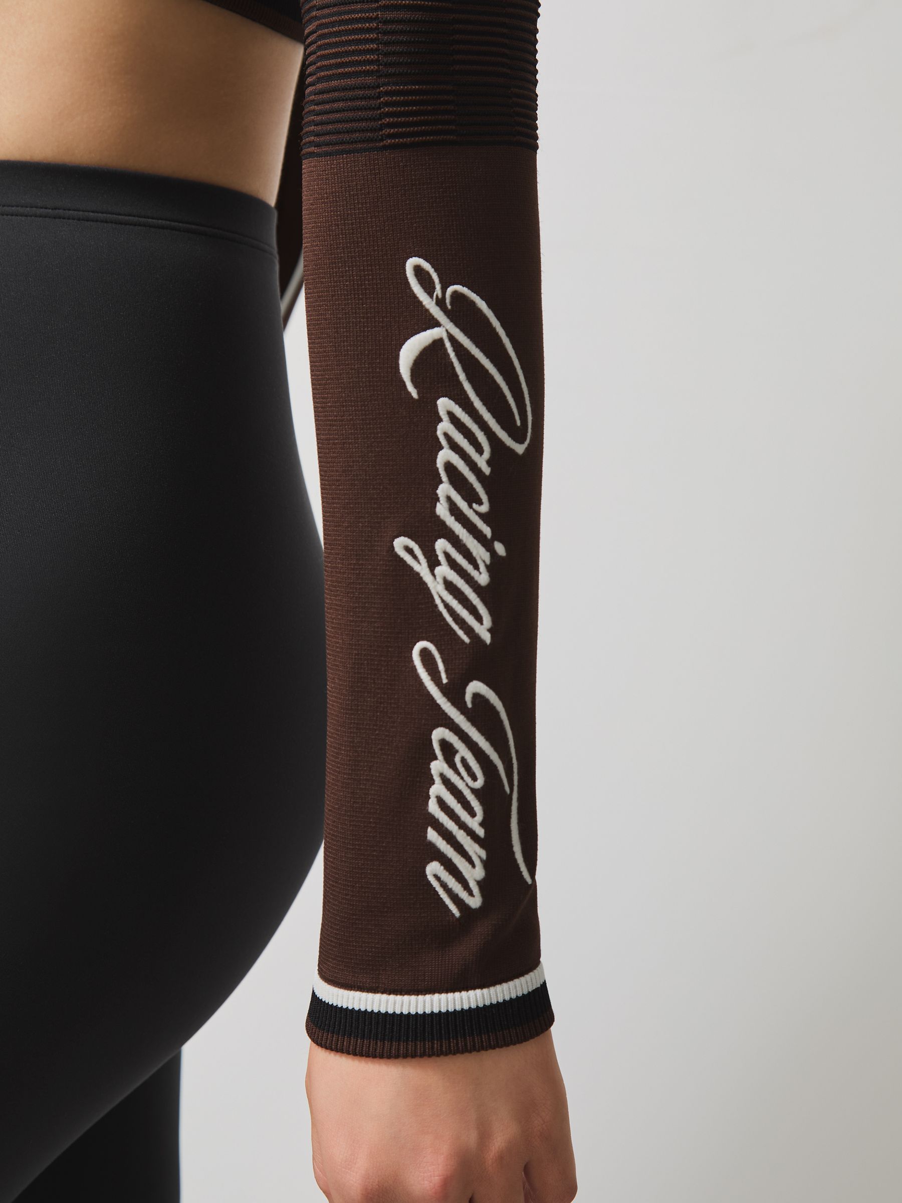 McLaren F1 Team Half-Zip Crop Top in Chocolate Brown - Image 7 of 10