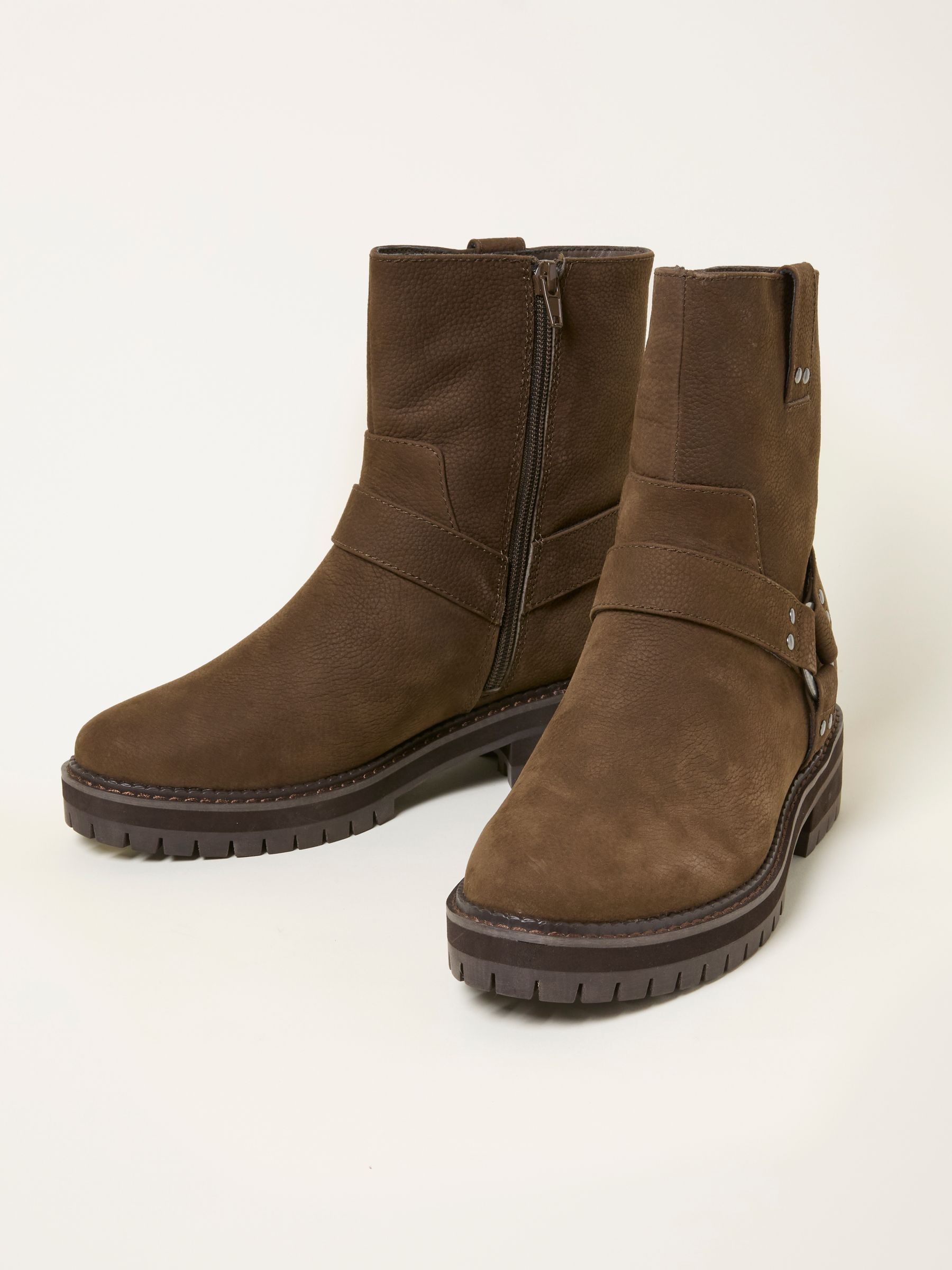Leah Chocolate Brown Biker Boot - Image 2 of 3