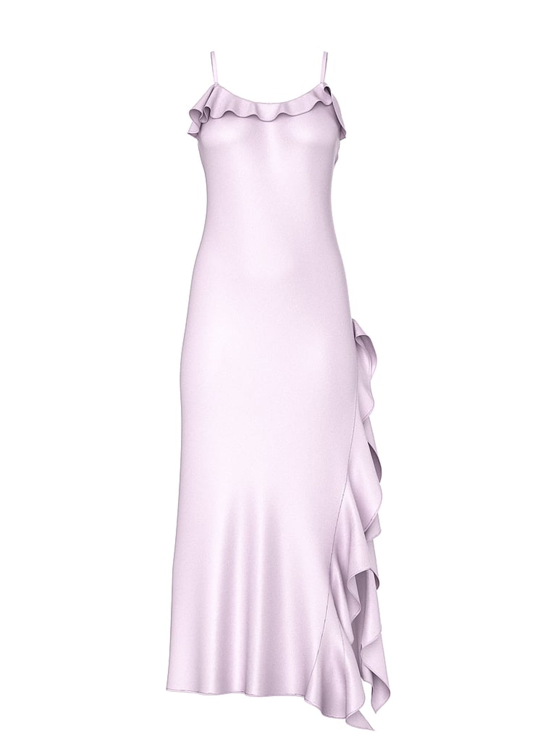 Delicate Violet Purple Silky Flutter Ruffled Slip Dress - Image 4 of 4