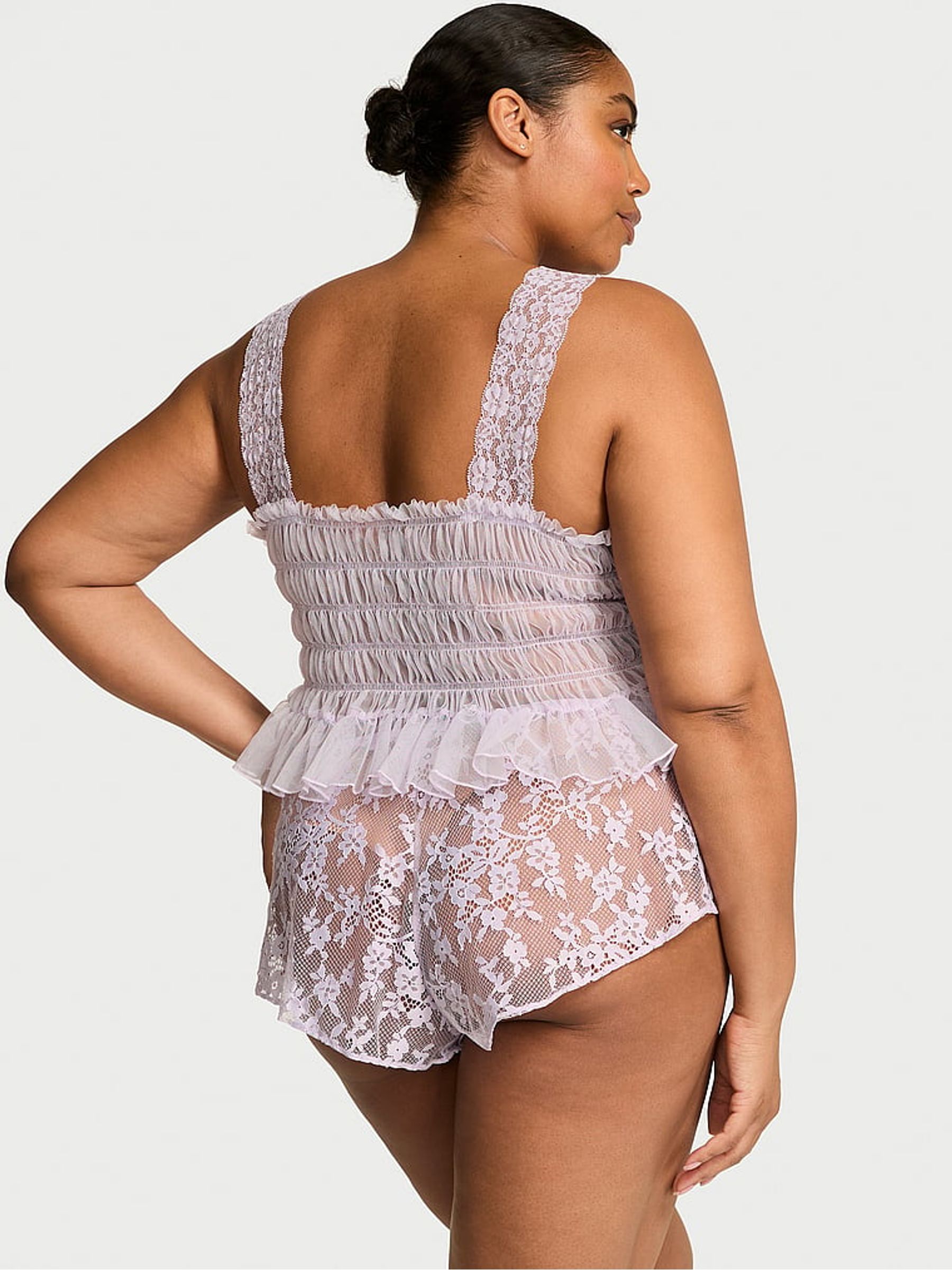 Feather Purple Lace Cami & Flutter Short Set - Image 2 of 3