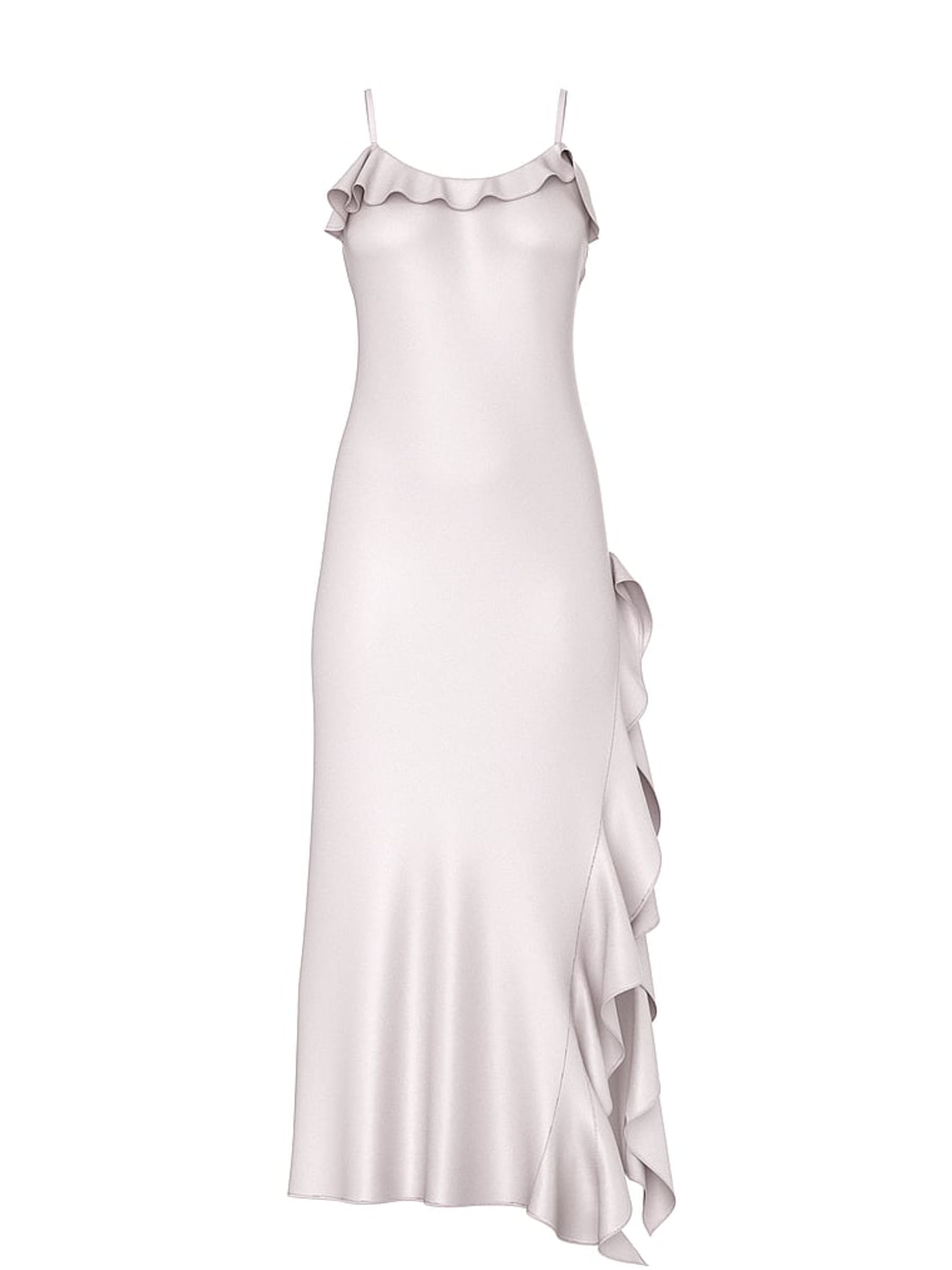 Gray Lilac Silky Flutter Ruffled Slip Dress - Image 4 of 4