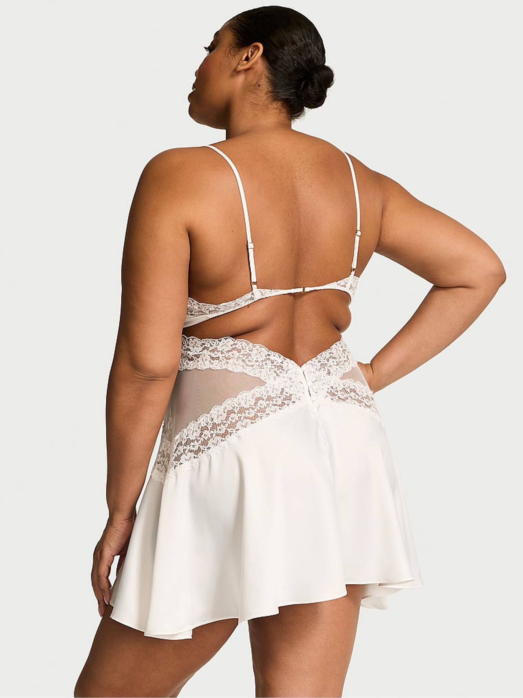 Coconut White Lace & Satin Slip Dress - Image 2 of 2