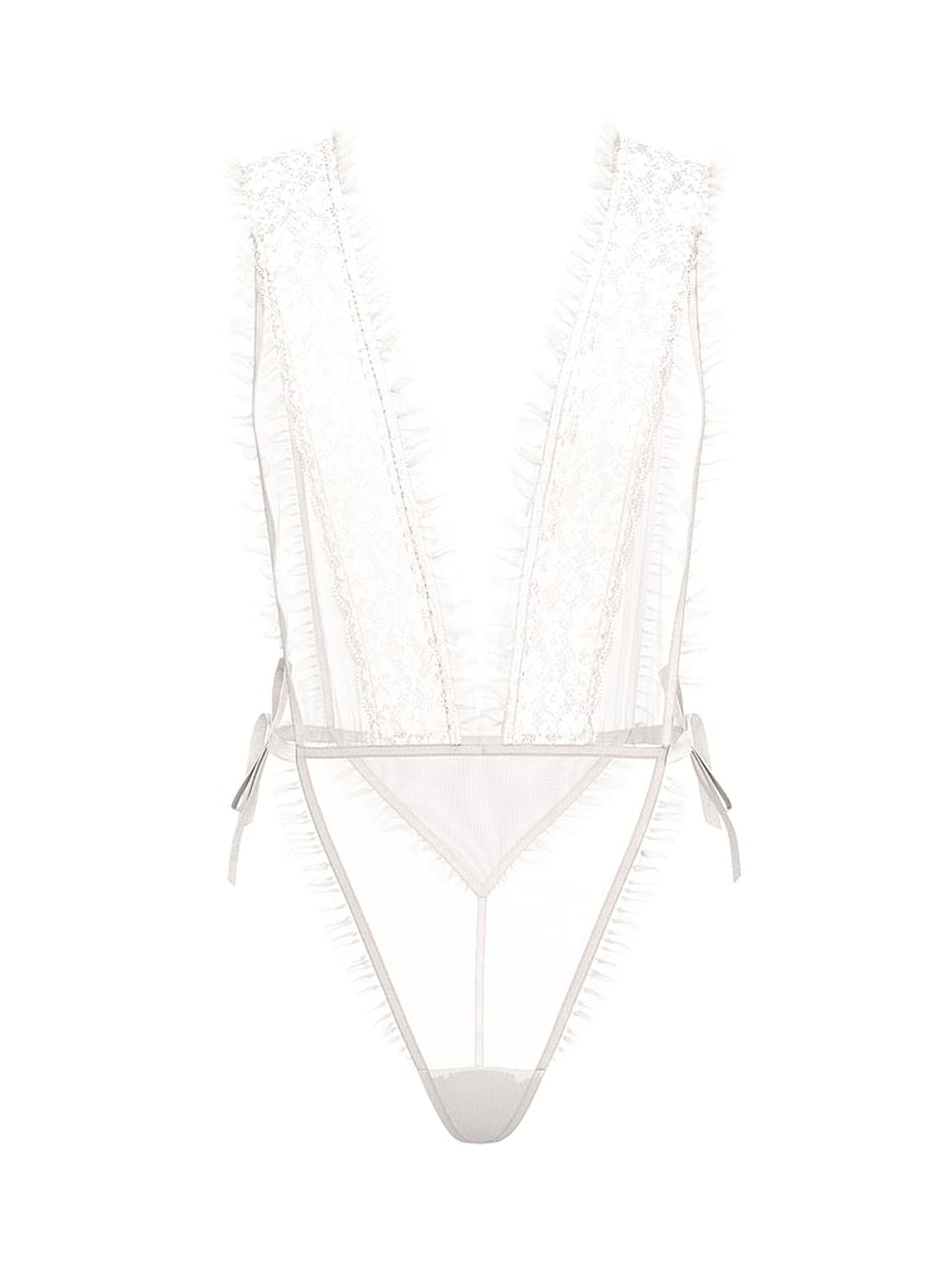 Coconut White Lace Sheer Bodysuit - Image 3 of 3