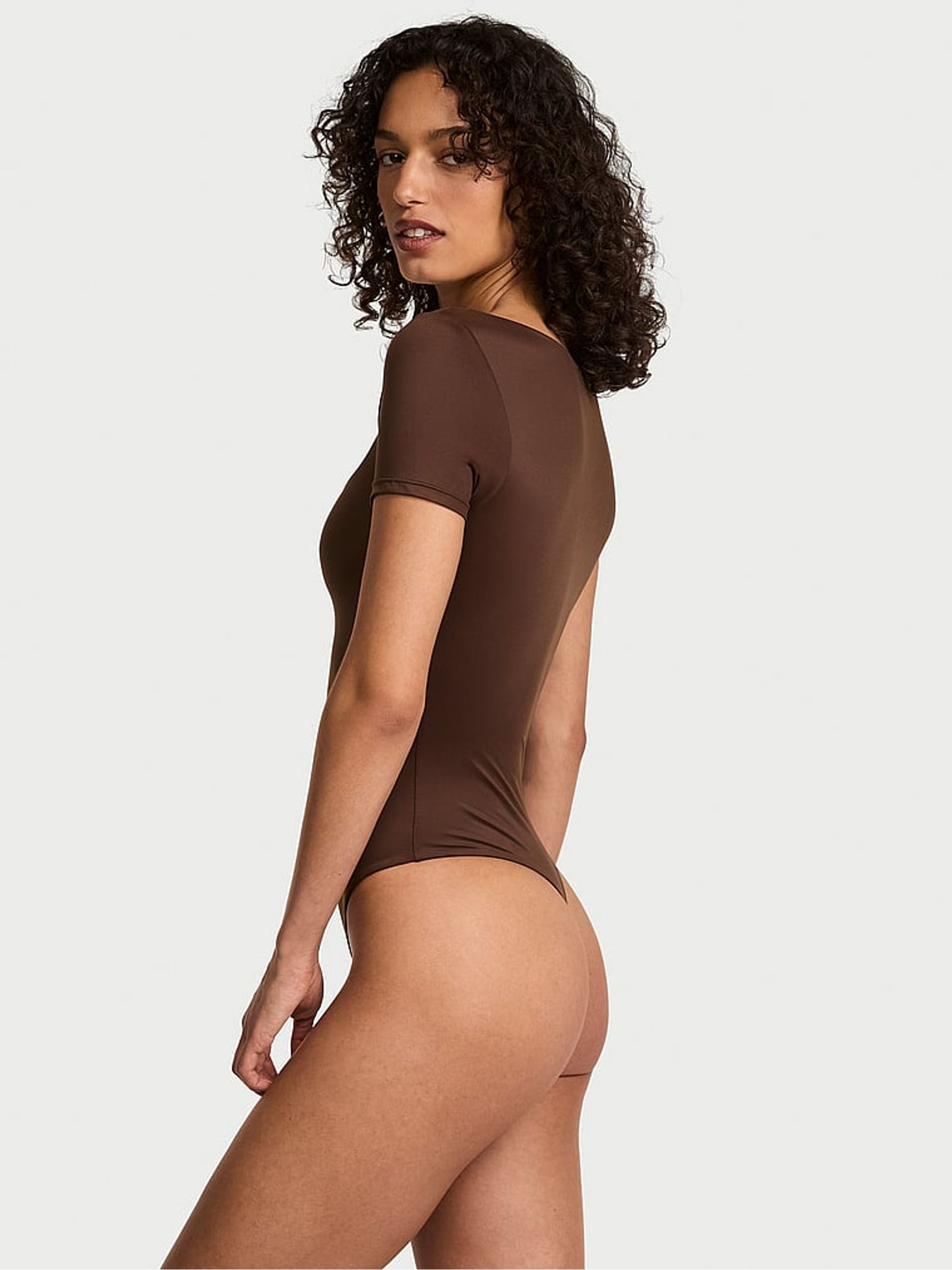 Ganache Brown FeatherSoft™Square Neck Bodysuit - Image 2 of 3