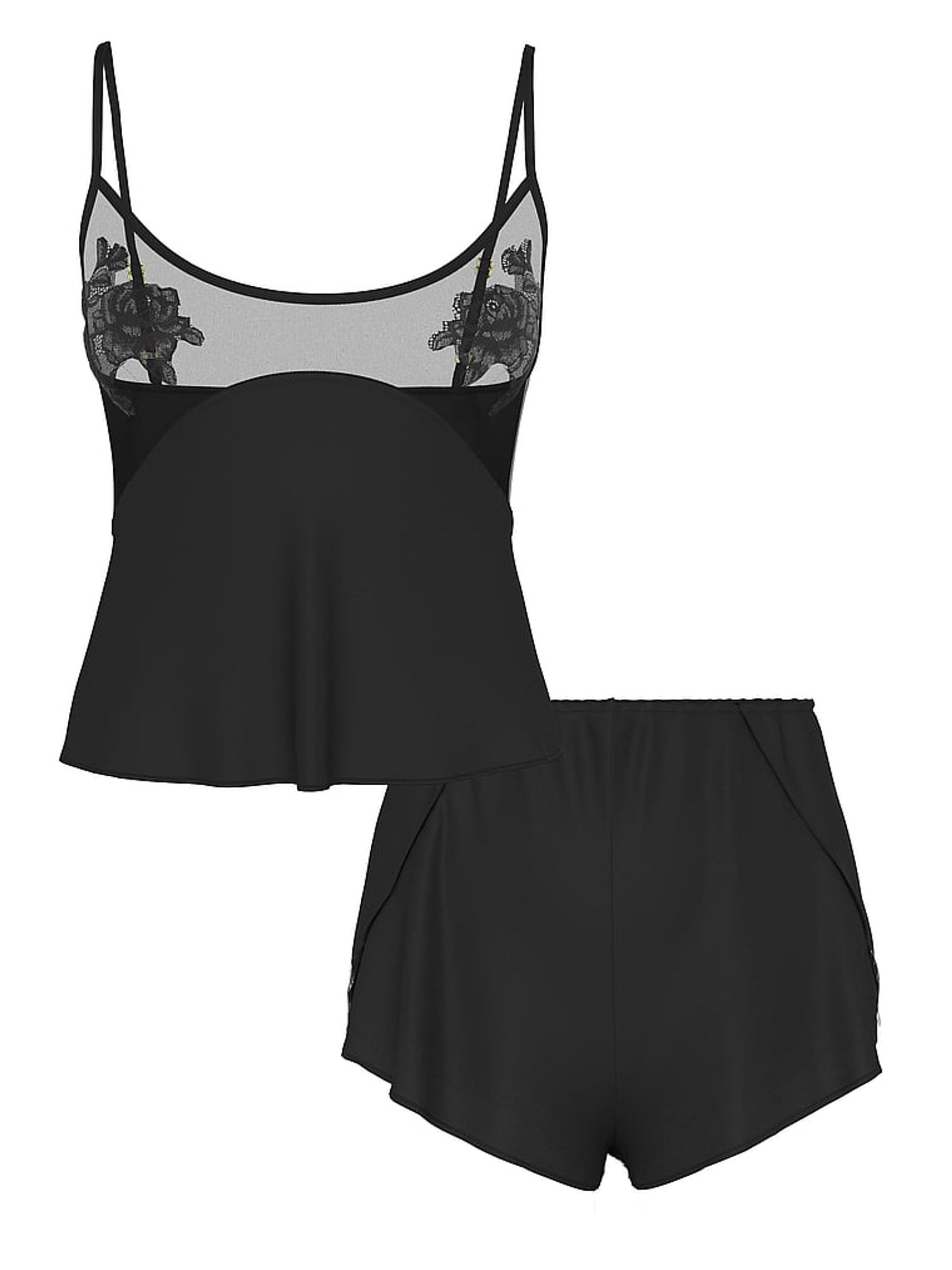 Black Rose Sheer Rose Satin Cami Set - Image 4 of 4