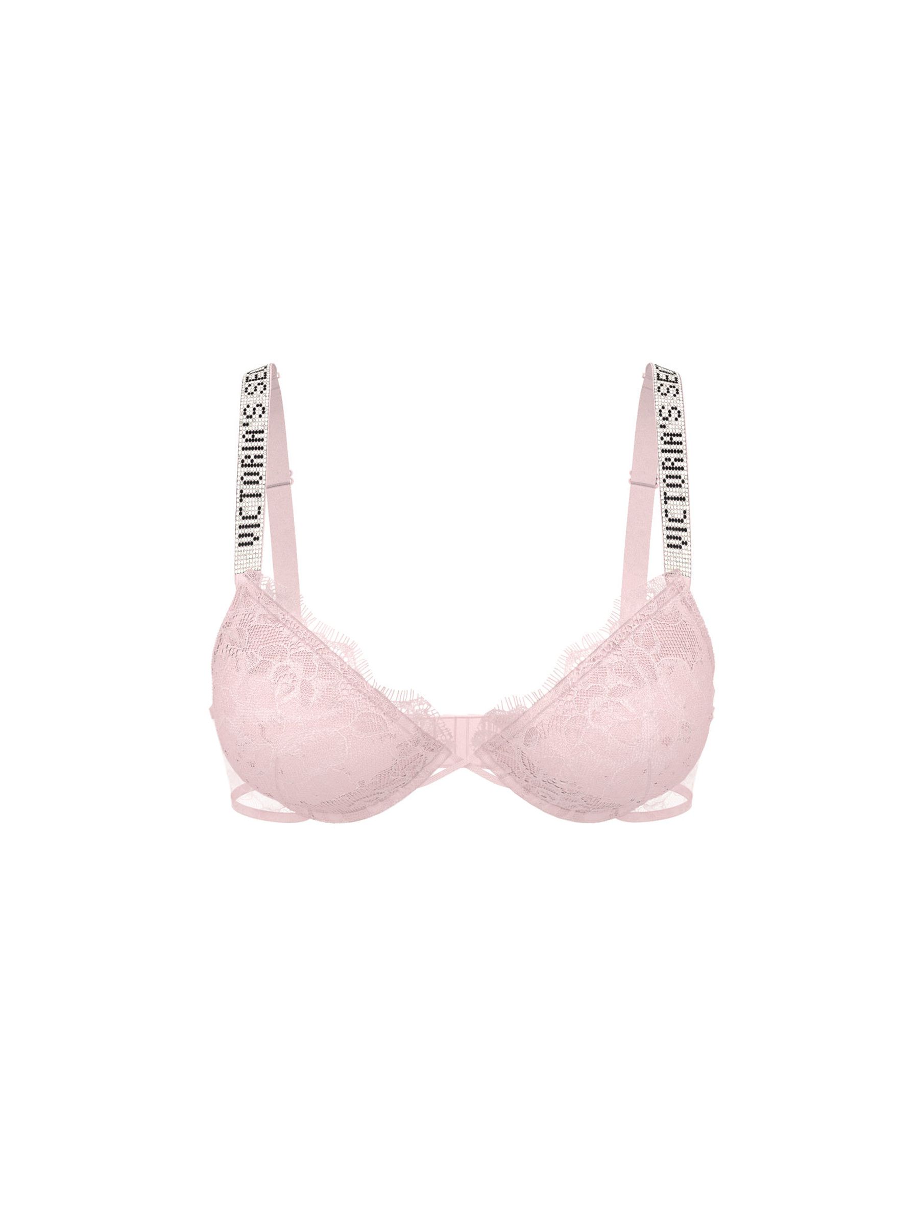 Angel Pink Lightly Lined Demi Shine Strap Lace Bra