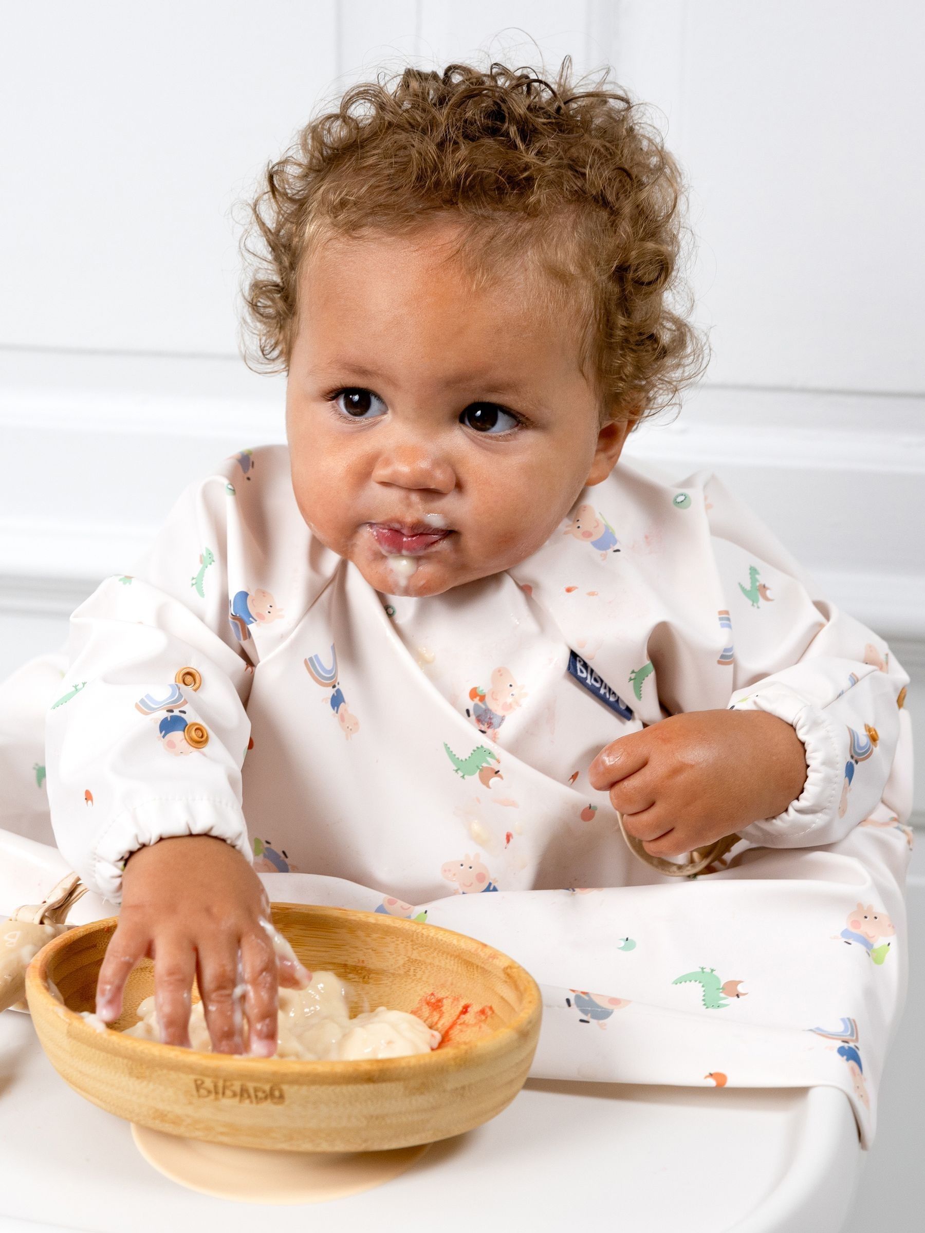 Bibado Beige Coverall Weaning Bib - George Pig Bibs - Image 3 of 6