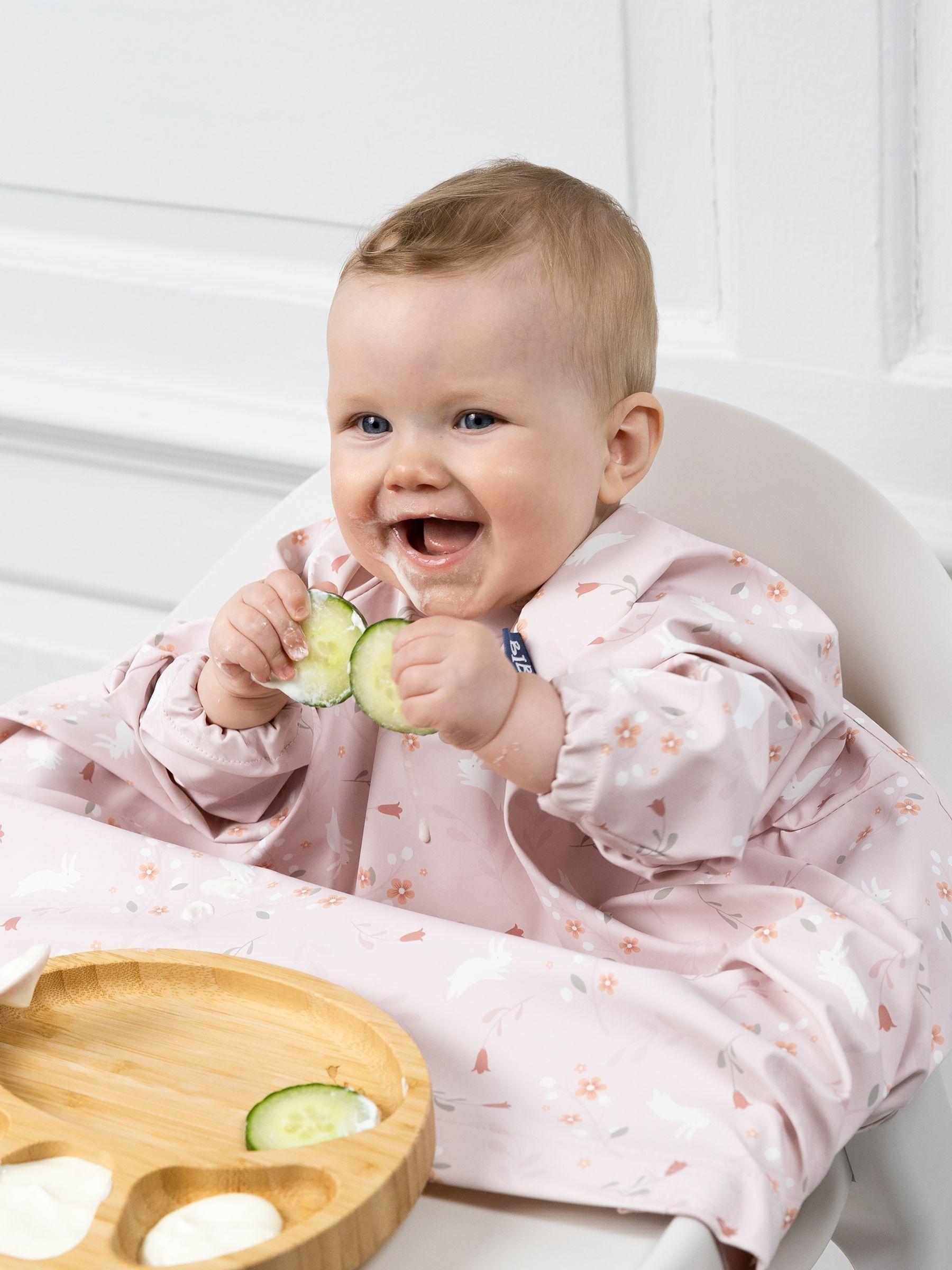 Bibado Pink Coverall Weaning Bib - Botanical Bunnies - Image 3 of 6