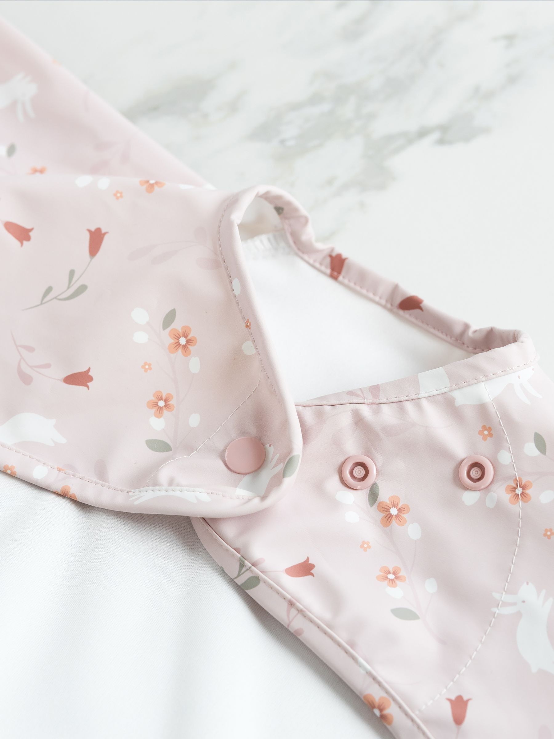 Bibado Pink Coverall Weaning Bib - Botanical Bunnies - Image 6 of 6