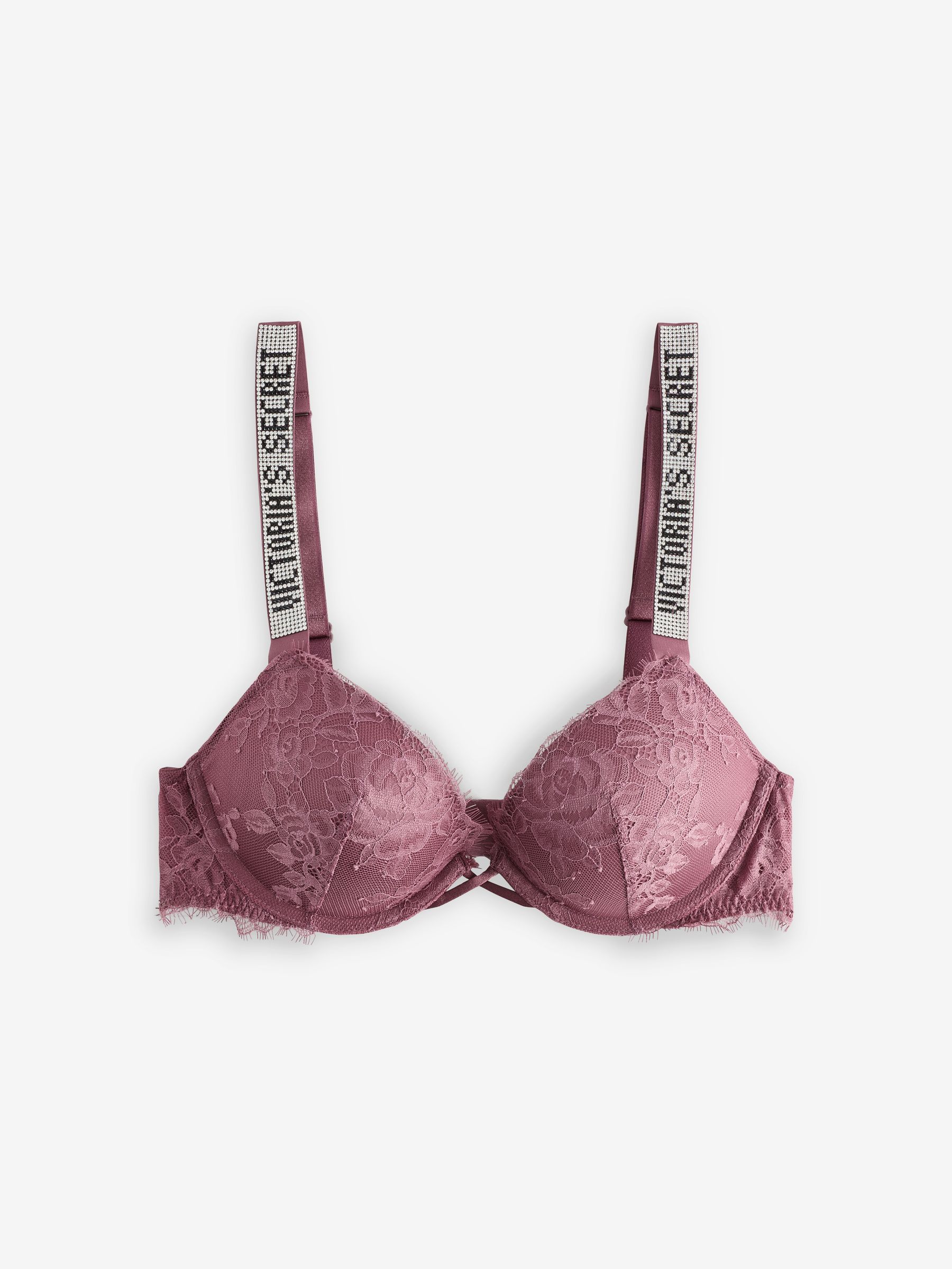 Purple Vapor Add 2 Cups Push Up Lace Shine Strap Bombshell Bra