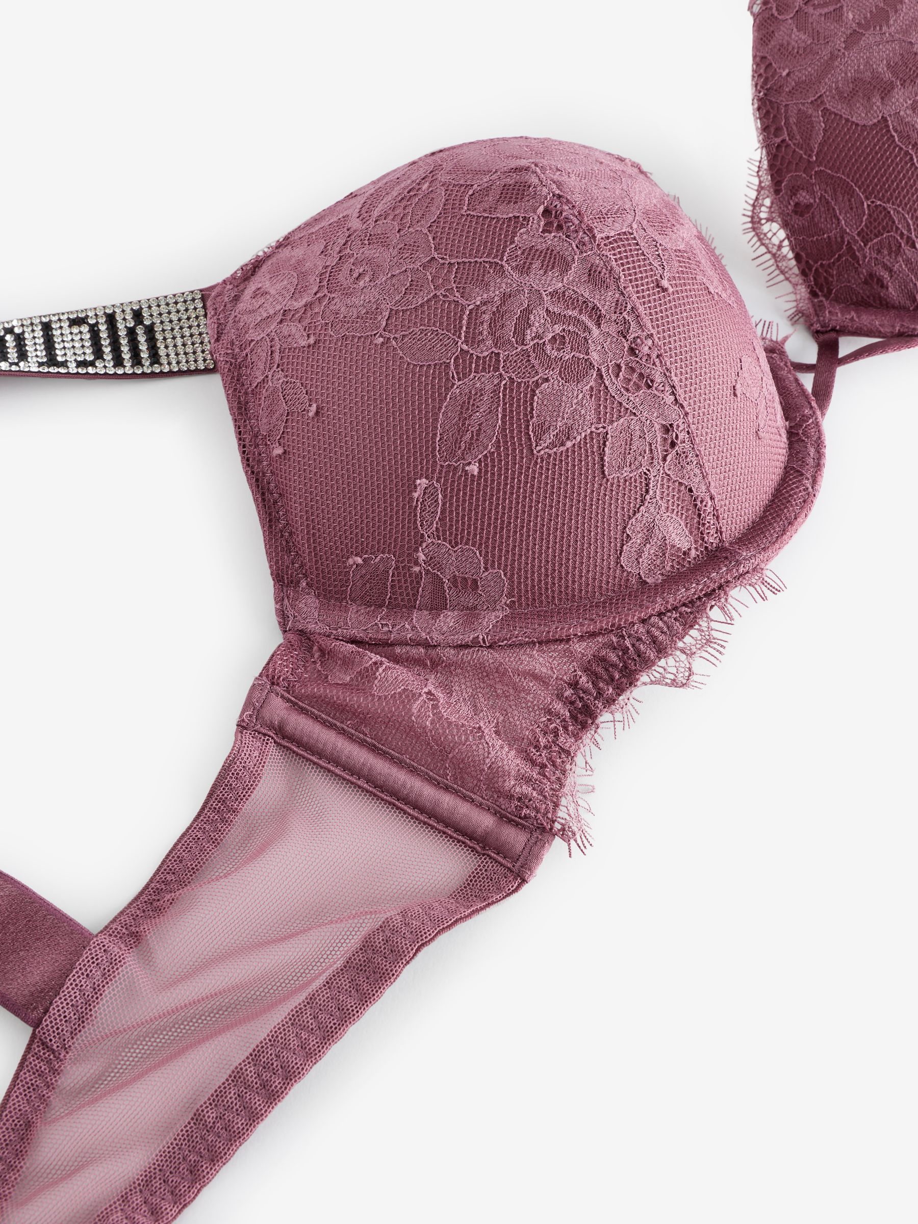 Purple Vapor Add 2 Cups Push Up Lace Shine Strap Bombshell Bra - Image 2 of 4