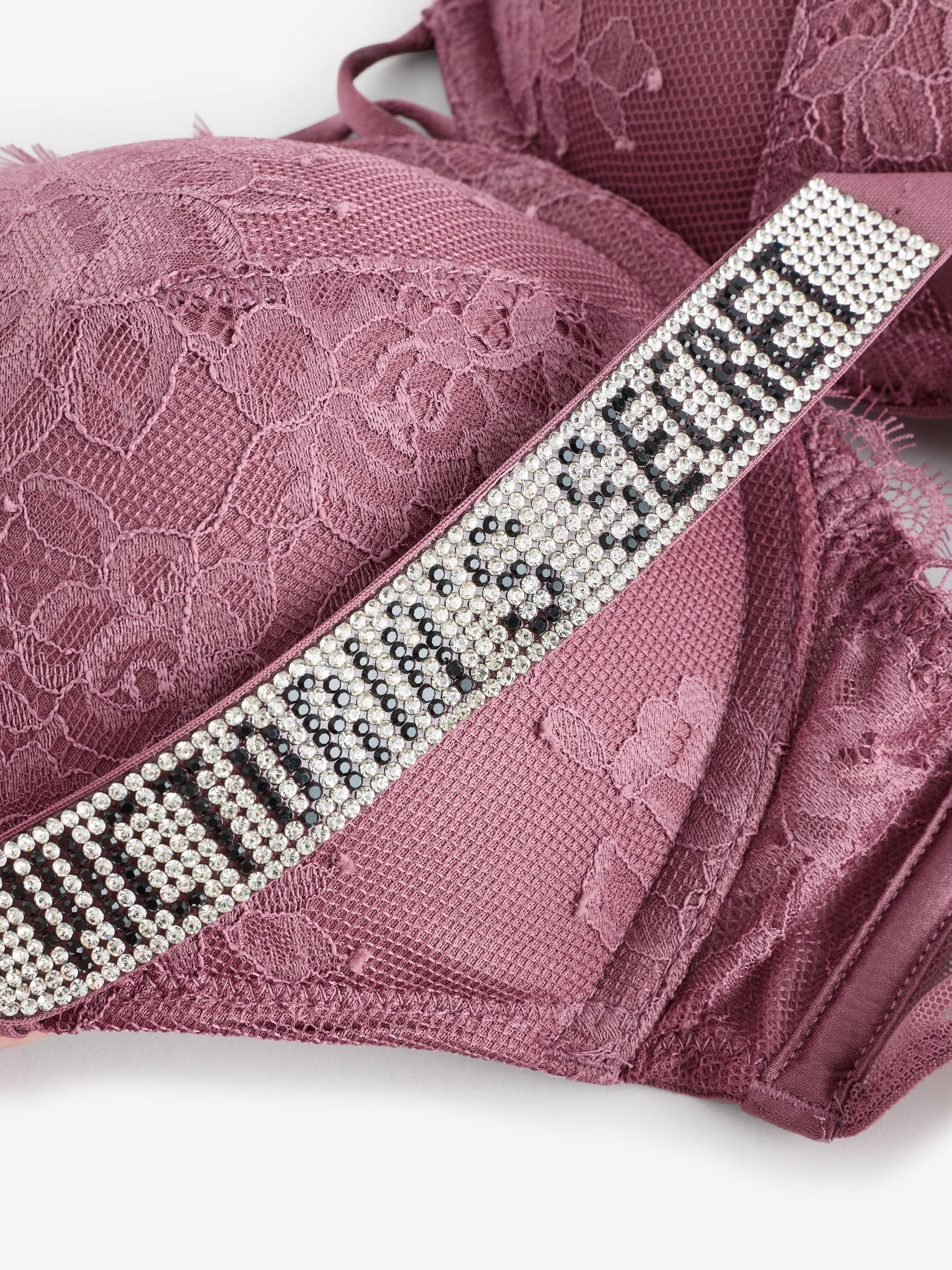 Purple Vapor Add 2 Cups Push Up Lace Shine Strap Bombshell Bra - Image 4 of 4