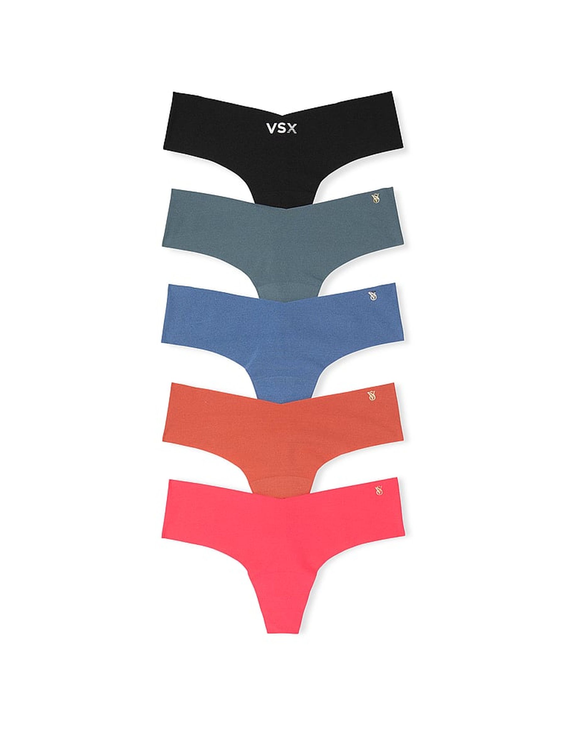 Black/Grey/Blue/Orange/Pink Thong 5 Pack Knickers - Image 1 of 3