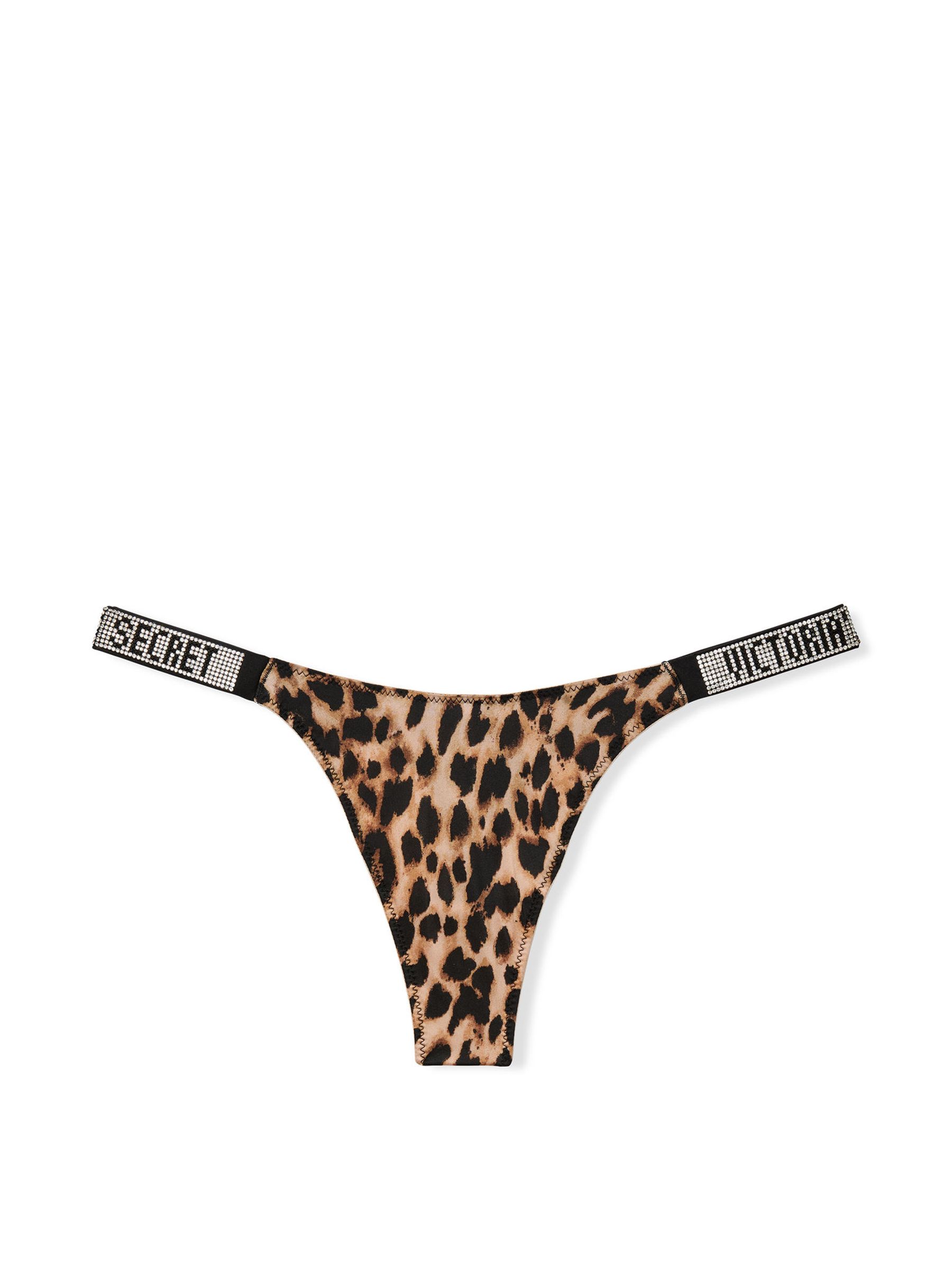 Leopard Brown Thong Shine Strap Knickers - Image 3 of 3