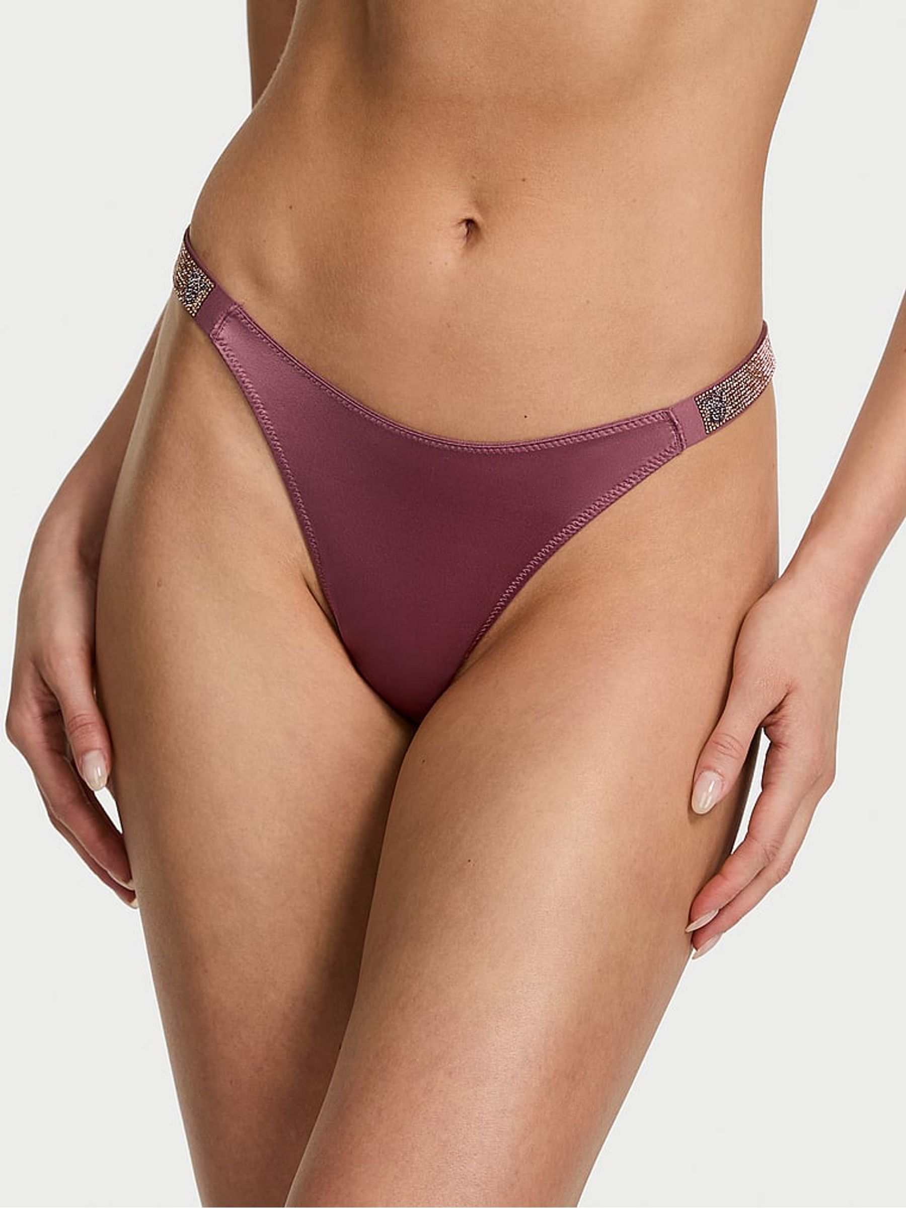 Purple Vapor Ombre Thong Shine Strap Knickers - Image 1 of 2