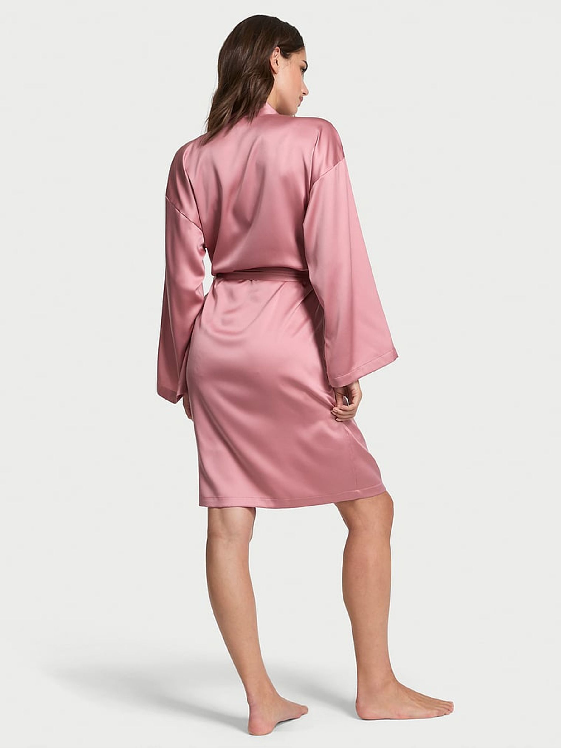 Dusk Mauve Pink Satin Midi Robe - Image 2 of 2