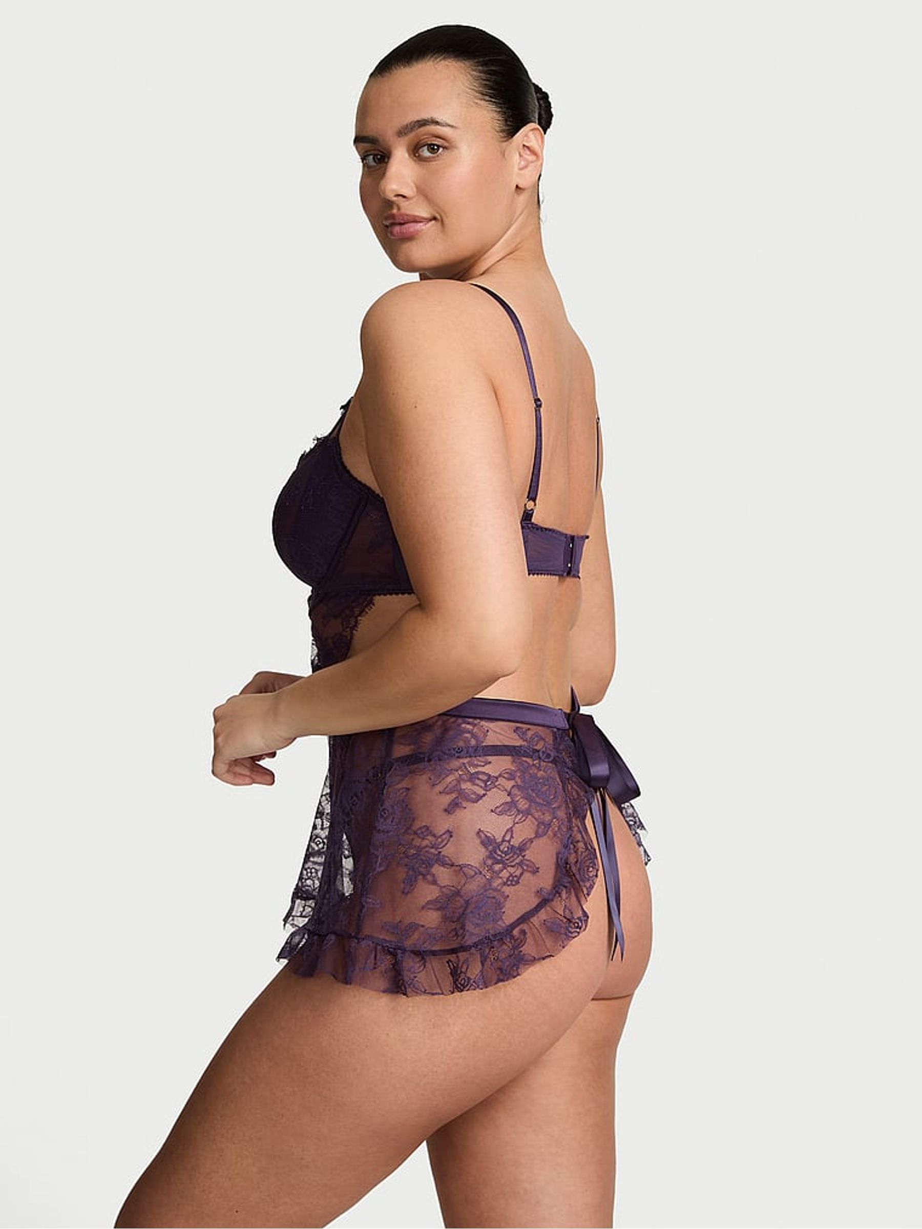 Valiant Purple Lace Unlined Balcony Babydoll Set - Image 2 of 2