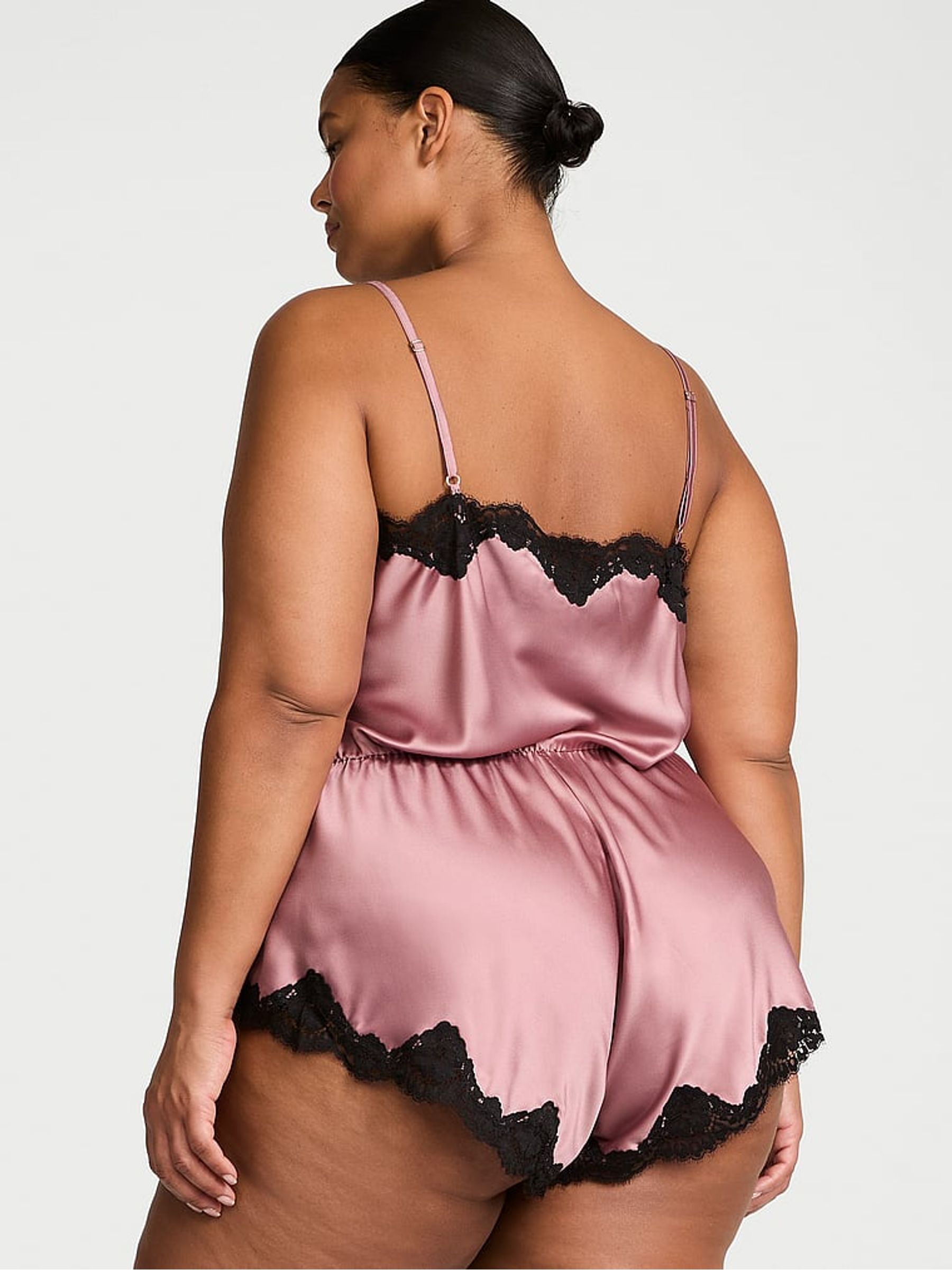 Pink Rose Satin Lace-Trim Playsuit - Image 2 of 2