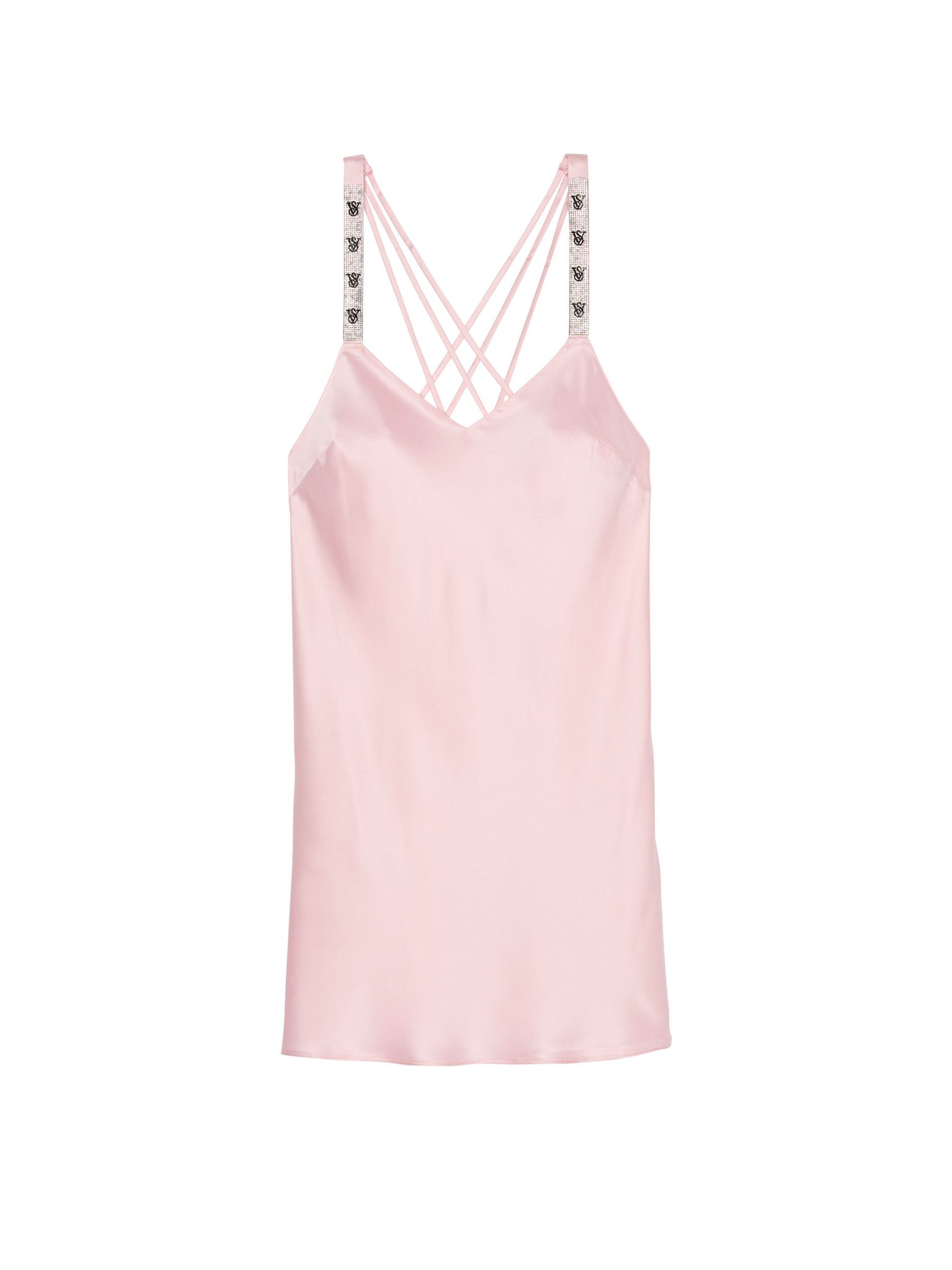Pretty Blossom Pink Shine Strappy Back Satin Slip Dress - Image 3 of 3
