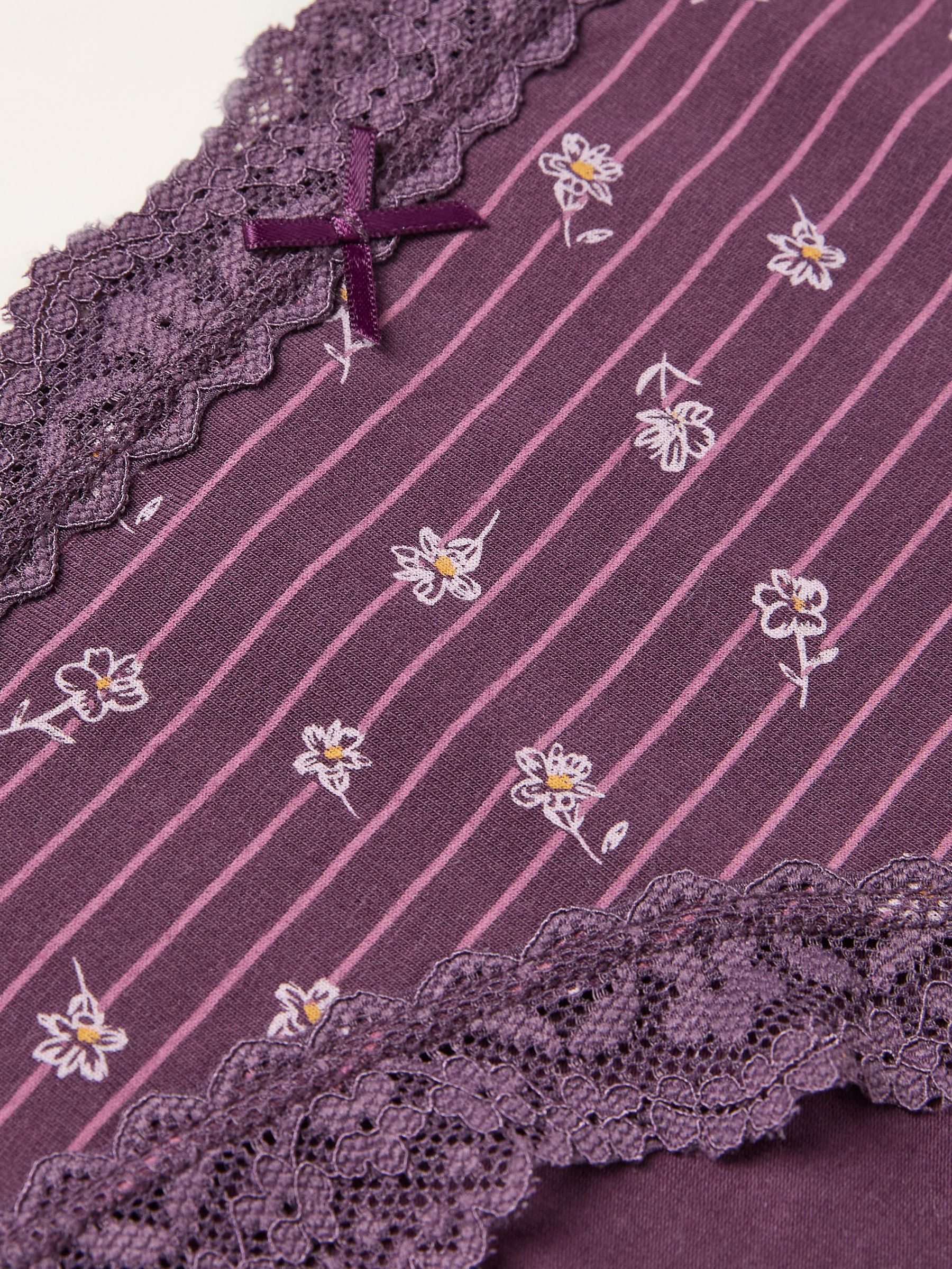 Purple Floral Stripe Classic Knickers - Image 2 of 2