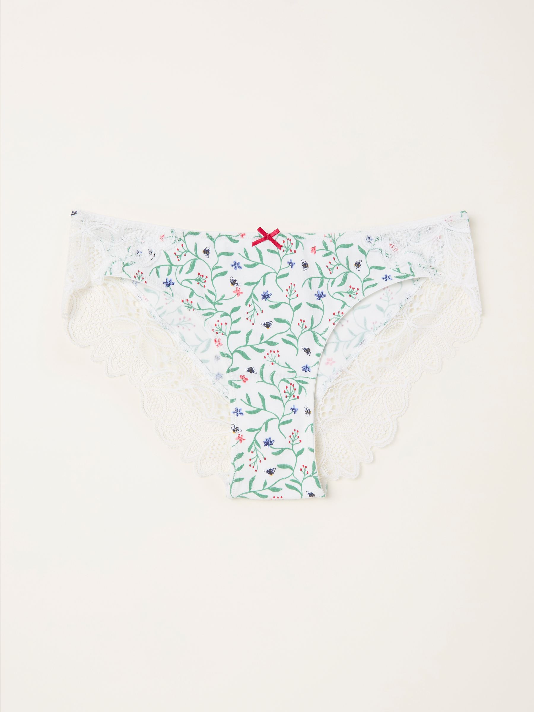 Ivory Bee Floral Brazillian Knickers - Image 1 of 2