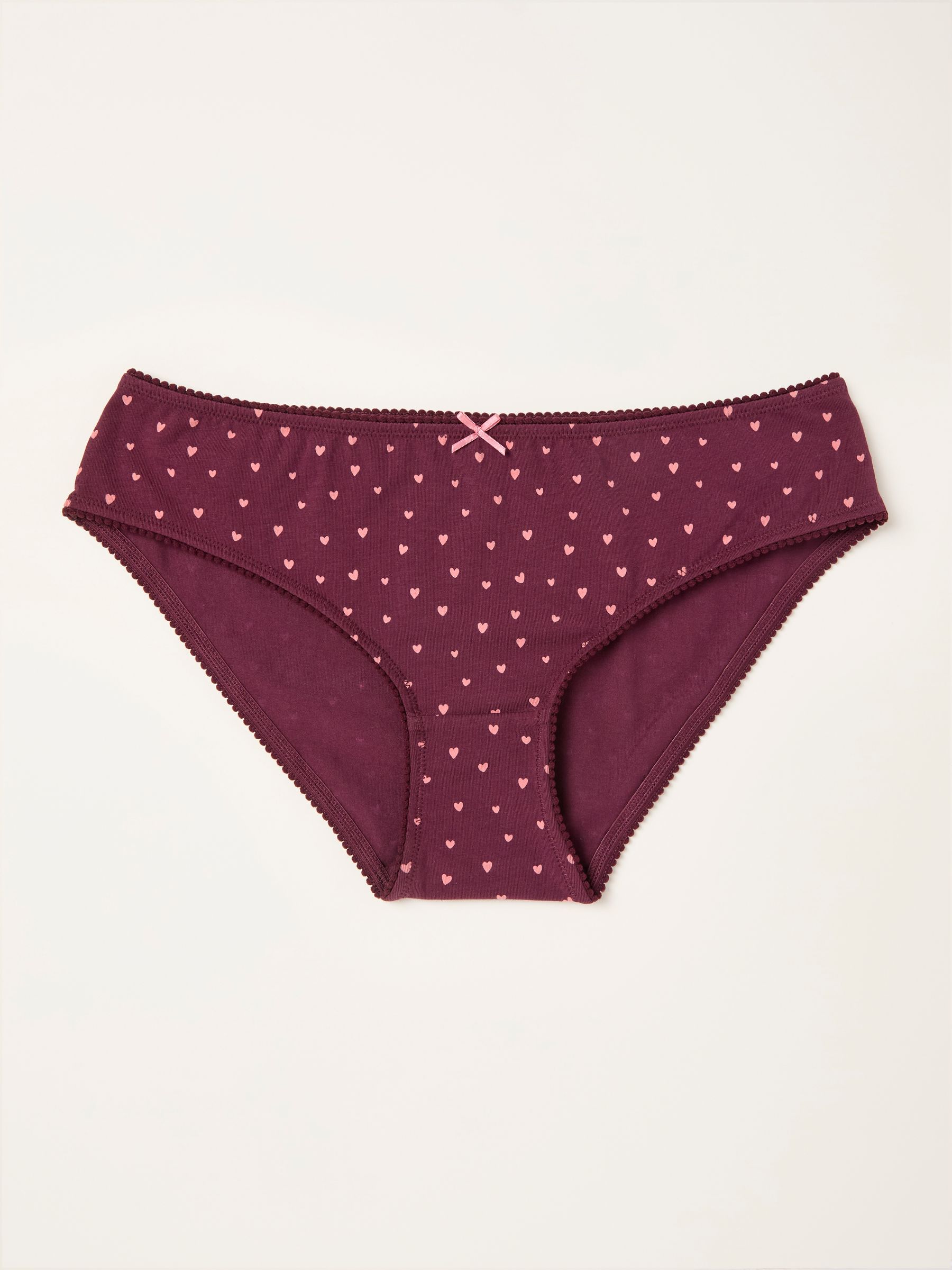 Burgundy Red Heart Print Classic Knickers - Image 1 of 2