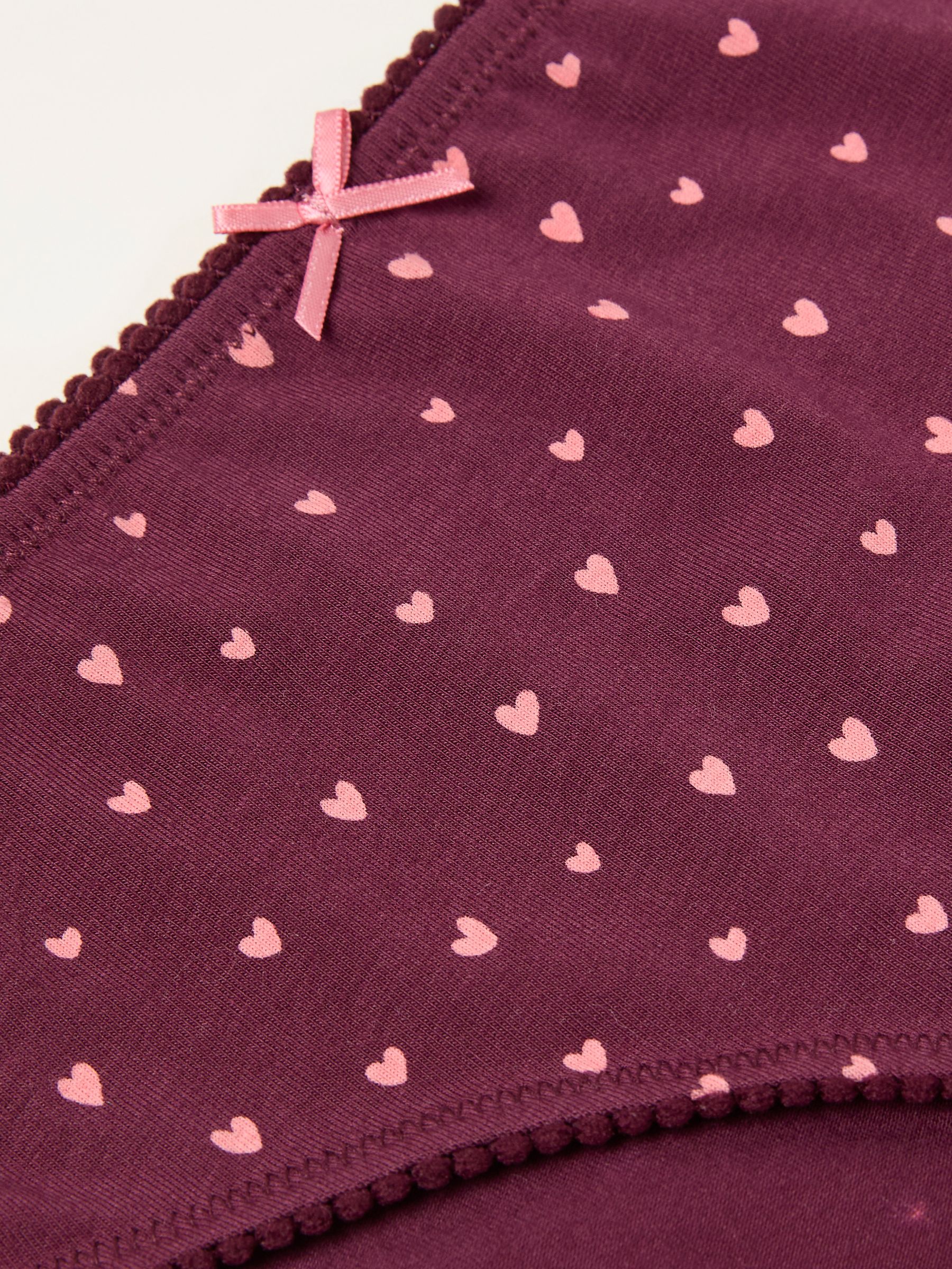 Burgundy Red Heart Print Classic Knickers - Image 2 of 2