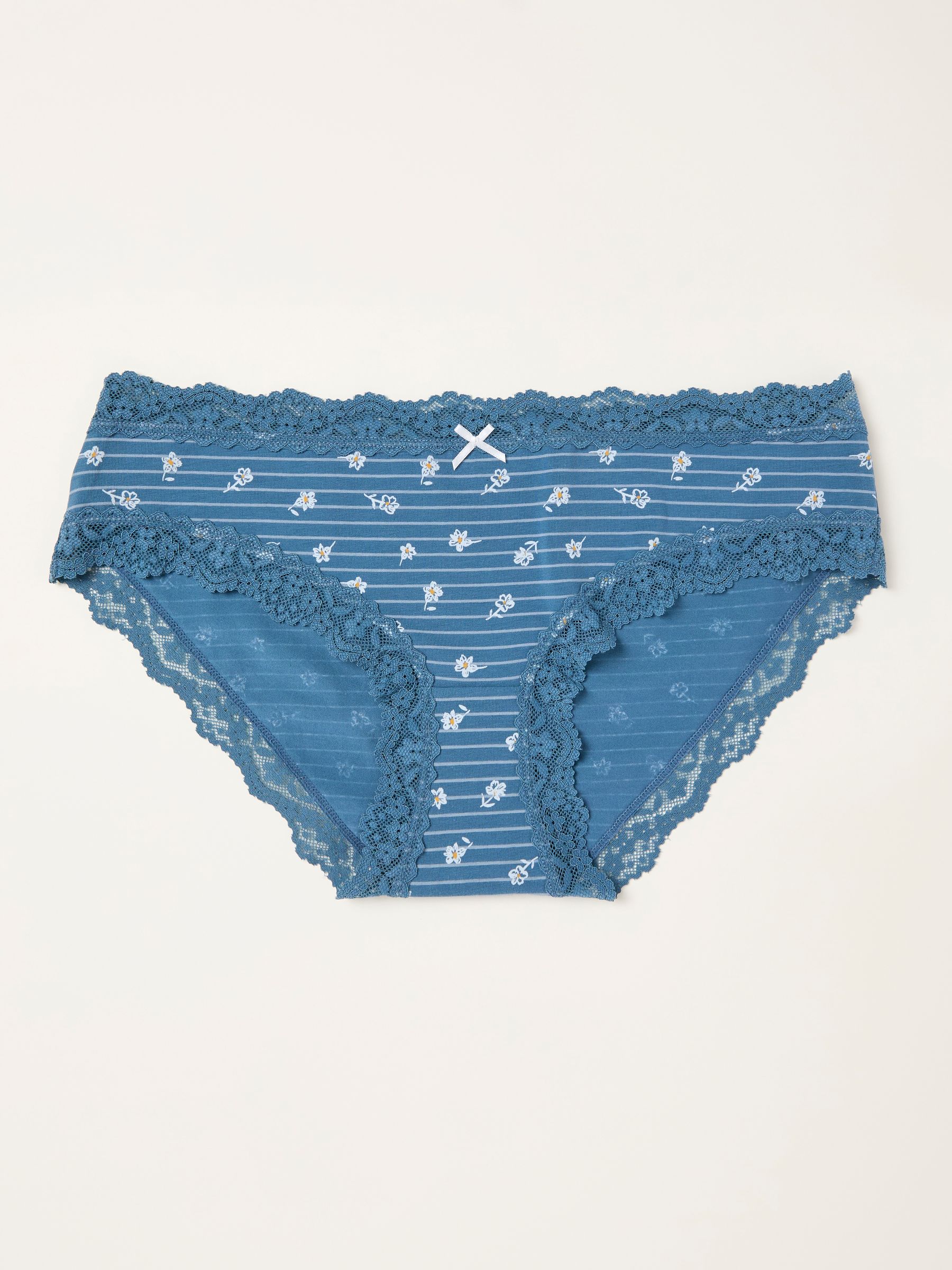 Navy Floral Stripe Classic Knickers - Image 1 of 2