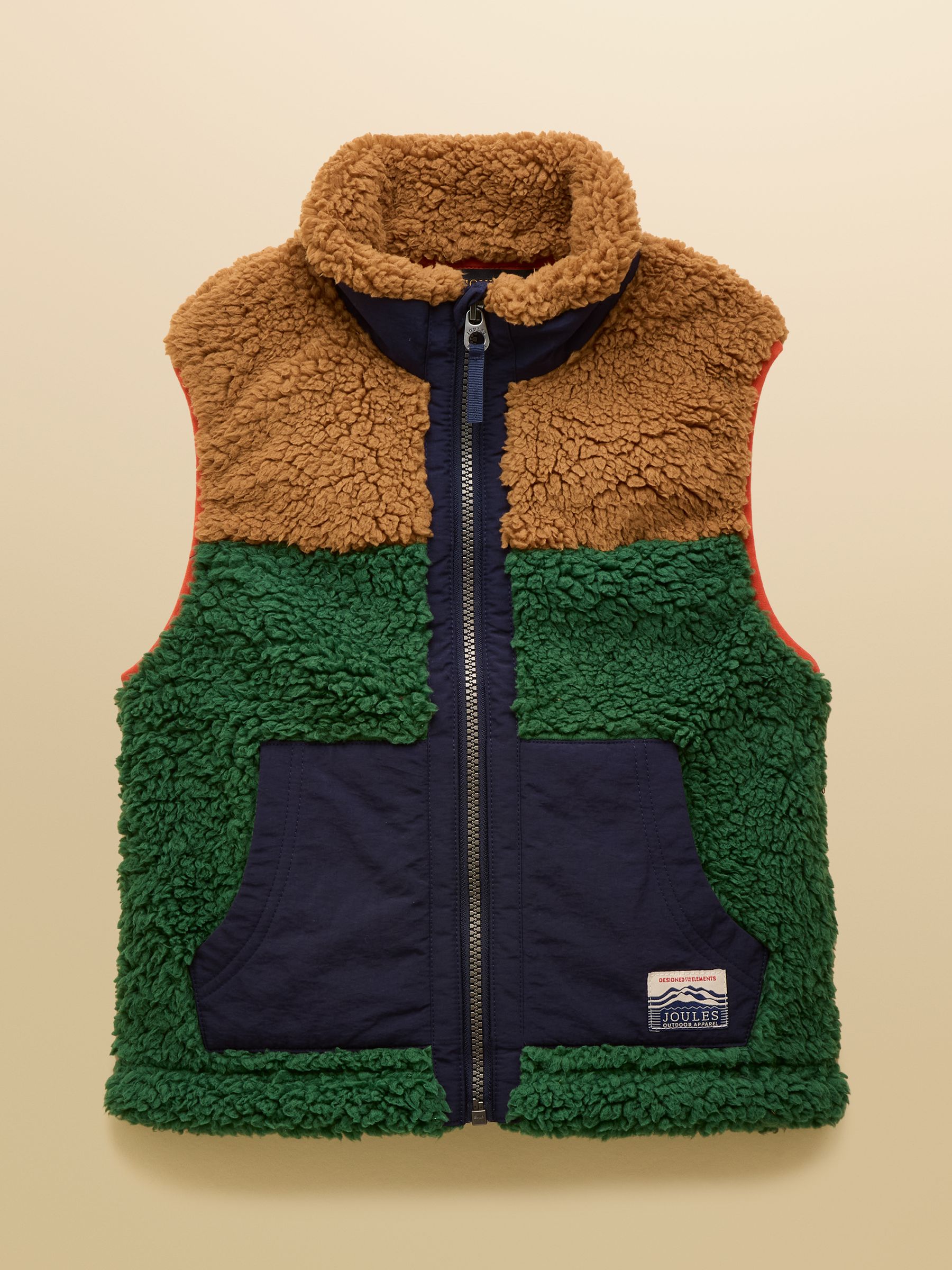 Boys' Billy Green and Tan Colourblock Fleece Gilet - Image 2 of 5