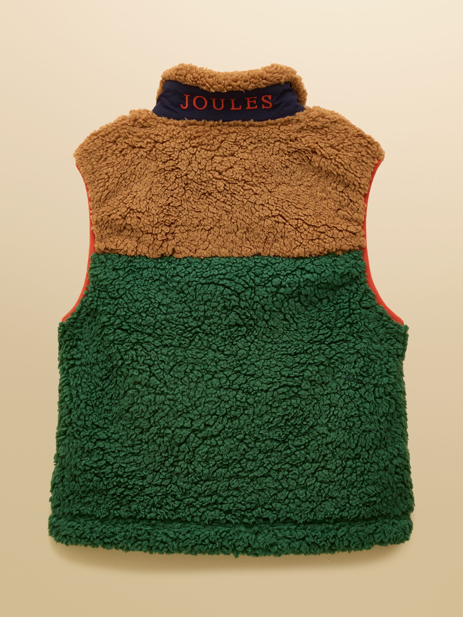 Boys' Billy Green and Tan Colourblock Fleece Gilet - Image 3 of 5