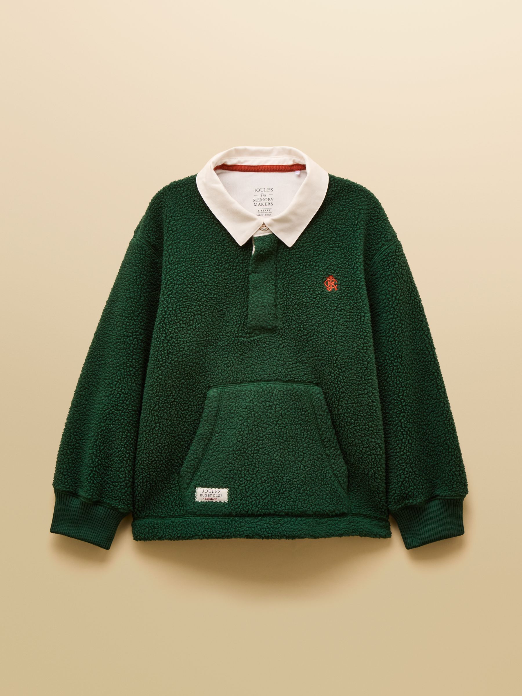 Boys' Fleece Rugby Green Collared Sweatshirt - Image 1 of 4