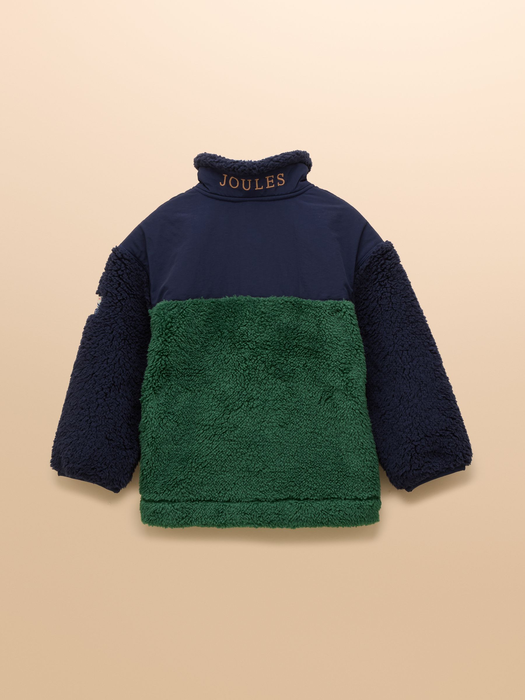 Boys' Billy Green and Tan Colourblock Quarter Zip Fleece - Image 2 of 4